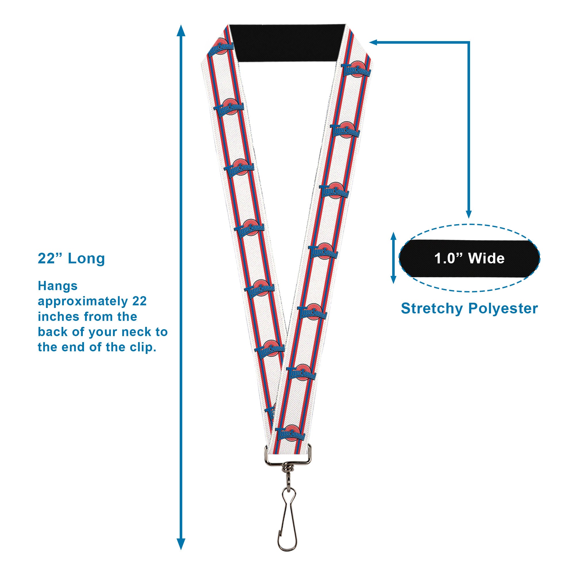 Lanyard - 1.0" - Space Jam TUNE SQUAD Logo Stripe White Red Blue Lanyards Looney Tunes
