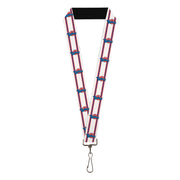 Lanyard - 1.0" - Space Jam TUNE SQUAD Logo Stripe White Red Blue Lanyards Looney Tunes
