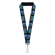 Lanyard - 1.0" - Space Jam 2 LEBRON JAMES Face Icon and Text Black Blues Purples Lanyards Looney Tunes