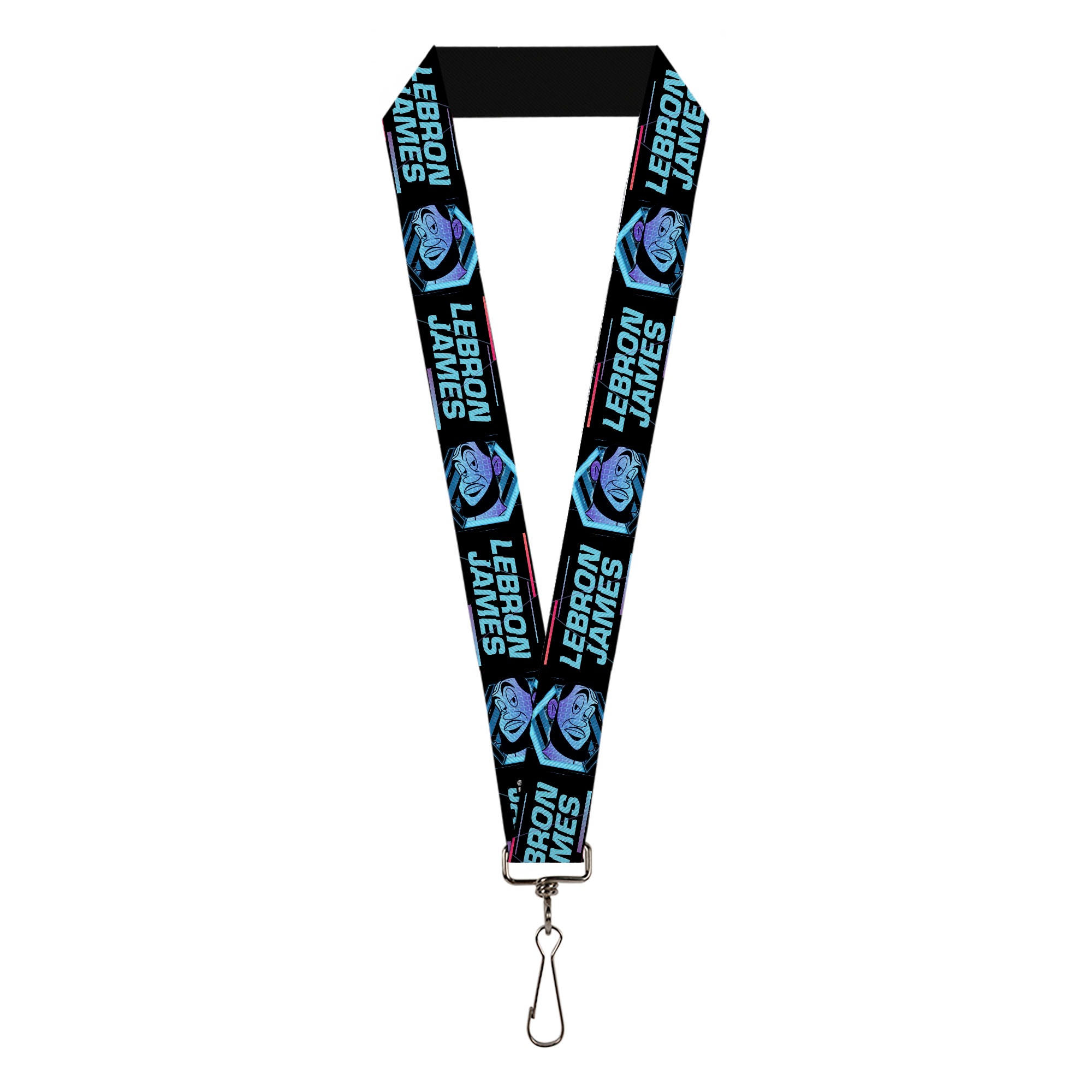 Lanyard - 1.0" - Space Jam 2 LEBRON JAMES Face Icon and Text Black Blues Purples Lanyards Looney Tunes