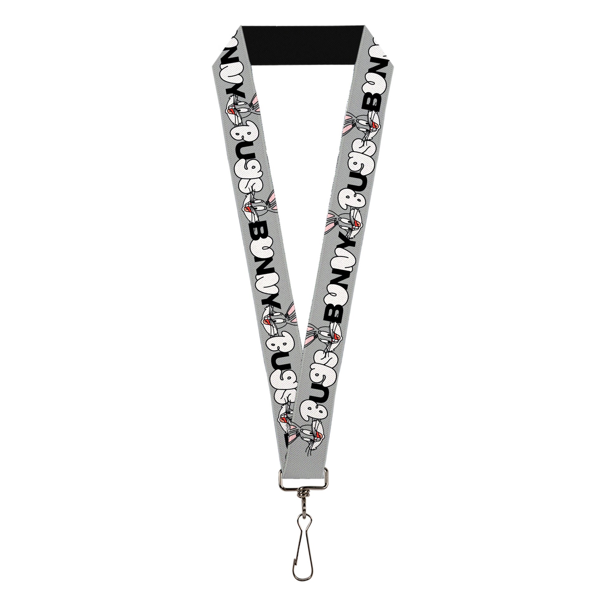 Lanyard - 1.0" - BUGS BUNNY Smiling Face Text Gray Lanyards Looney Tunes