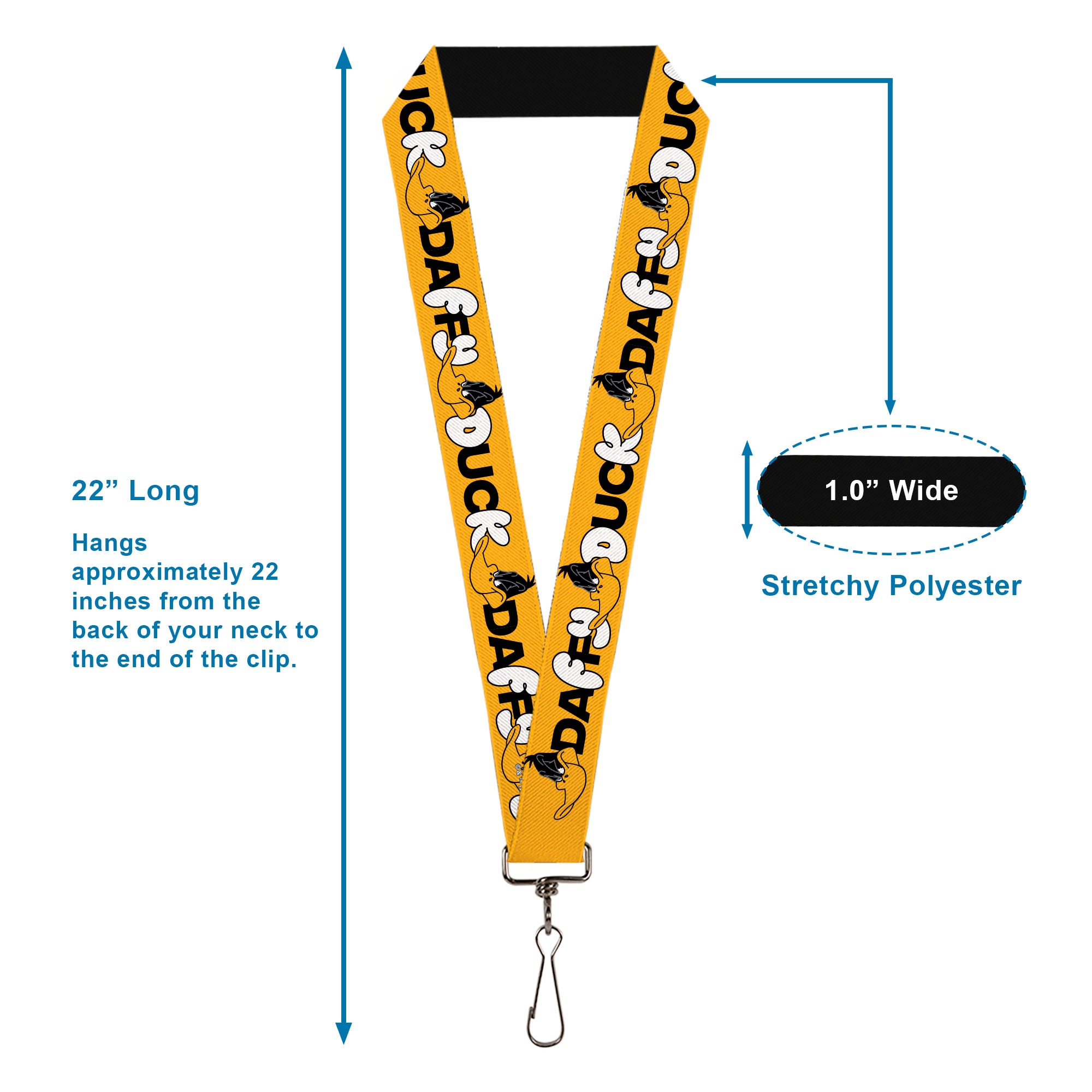 Lanyard - 1.0" - DAFFY DUCK Smiling Face Text Orange Lanyards Looney Tunes