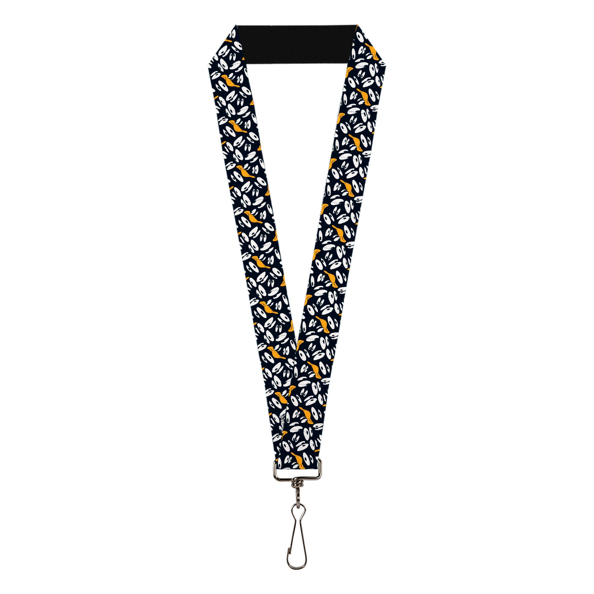 Lanyard - 1.0" - Daffy Duck Expression and Eyes Scattered Black/White Lanyards Looney Tunes