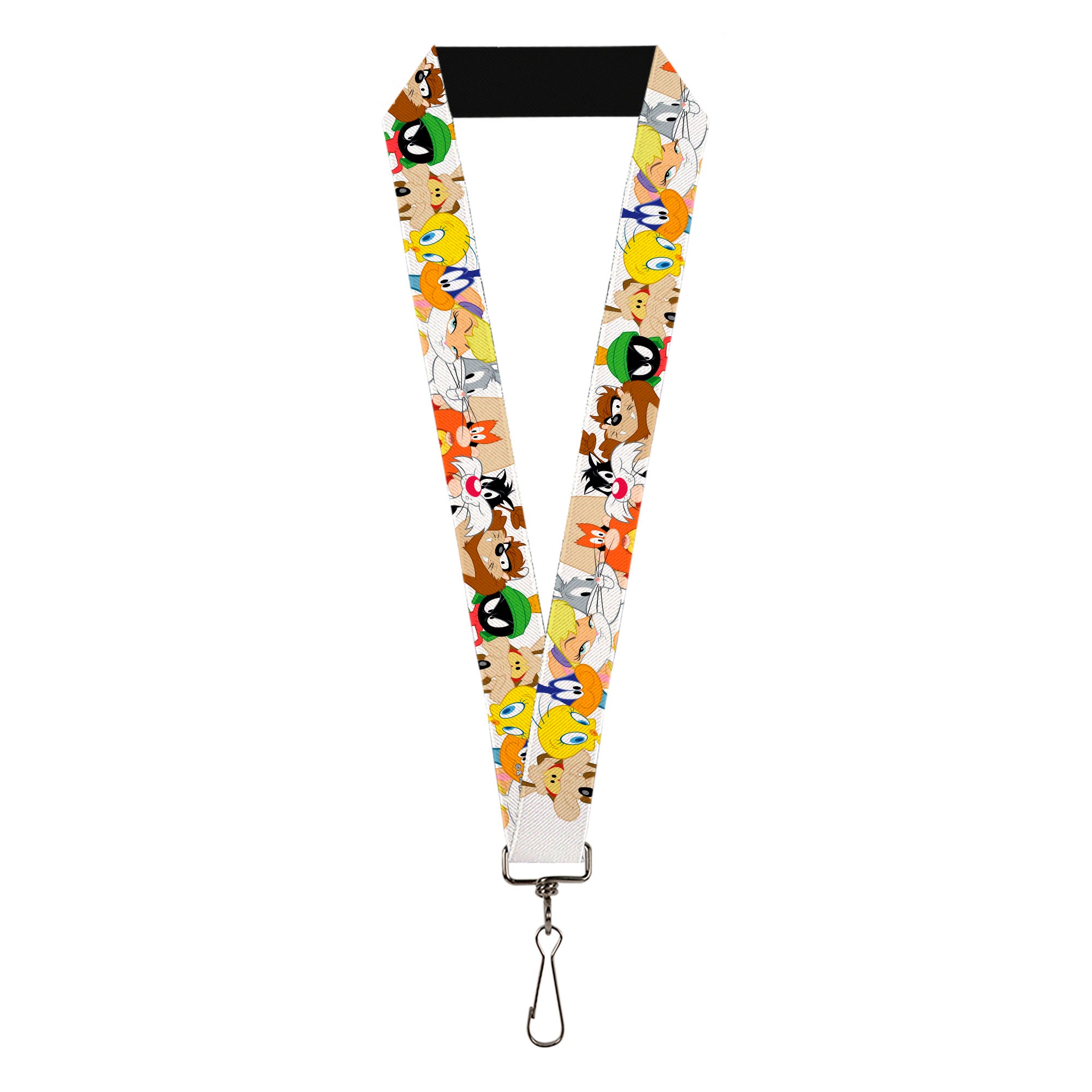 Lanyard - 1.0" - Looney Tunes Nine Character Faces White Lanyards Looney Tunes