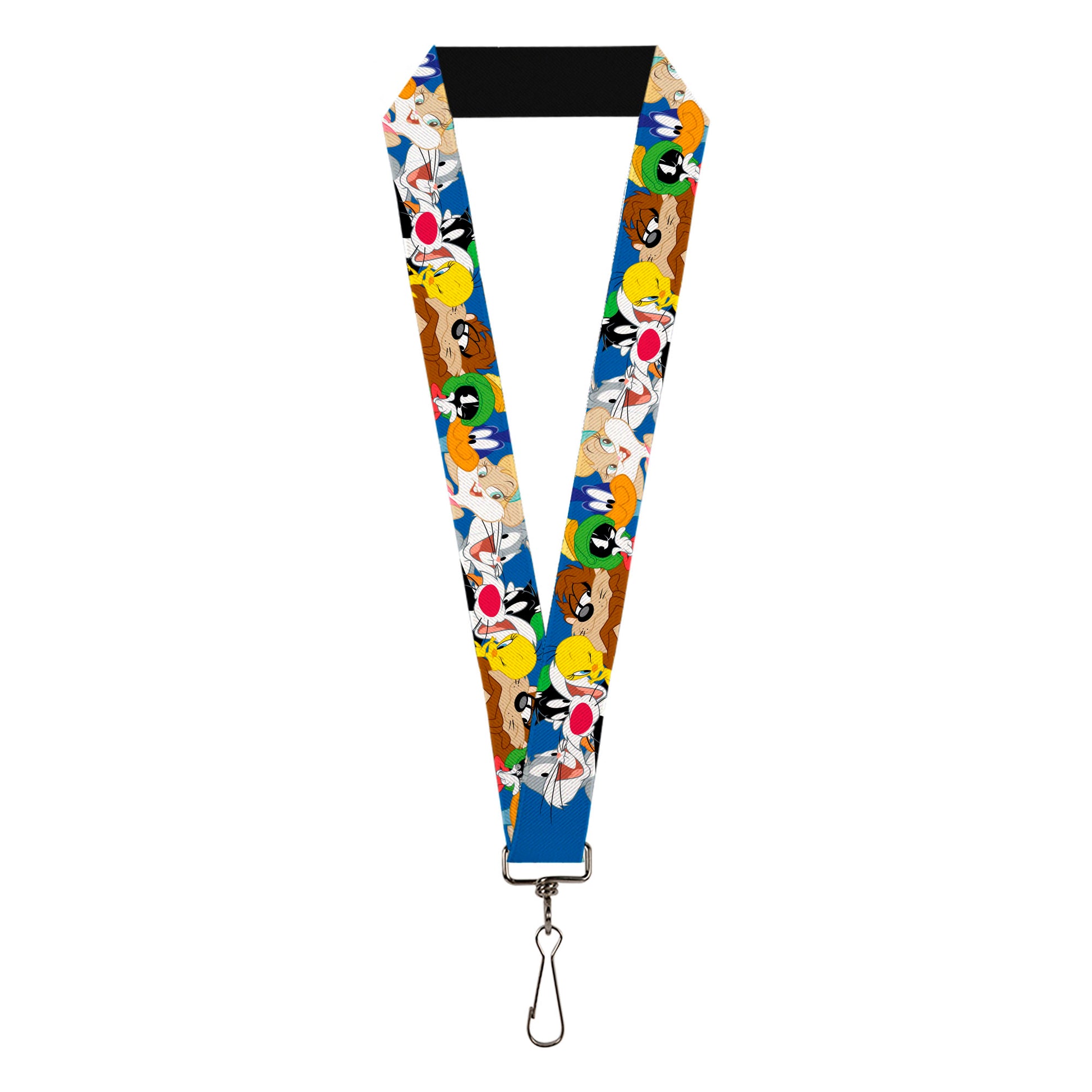 Lanyard - 1.0" - Looney Tunes Seven Character Faces Stacked Blue Lanyards Looney Tunes