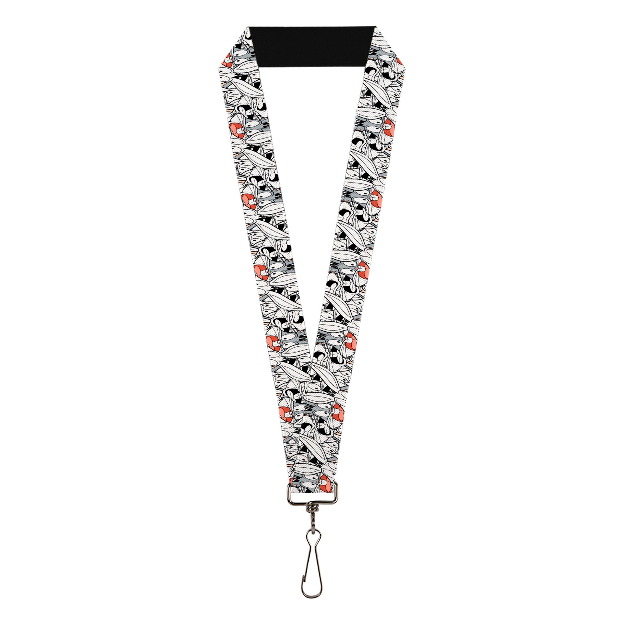 Lanyard - 1.0" - Bugs Bunny Expressions Stacked White Black Gray Lanyards Looney Tunes