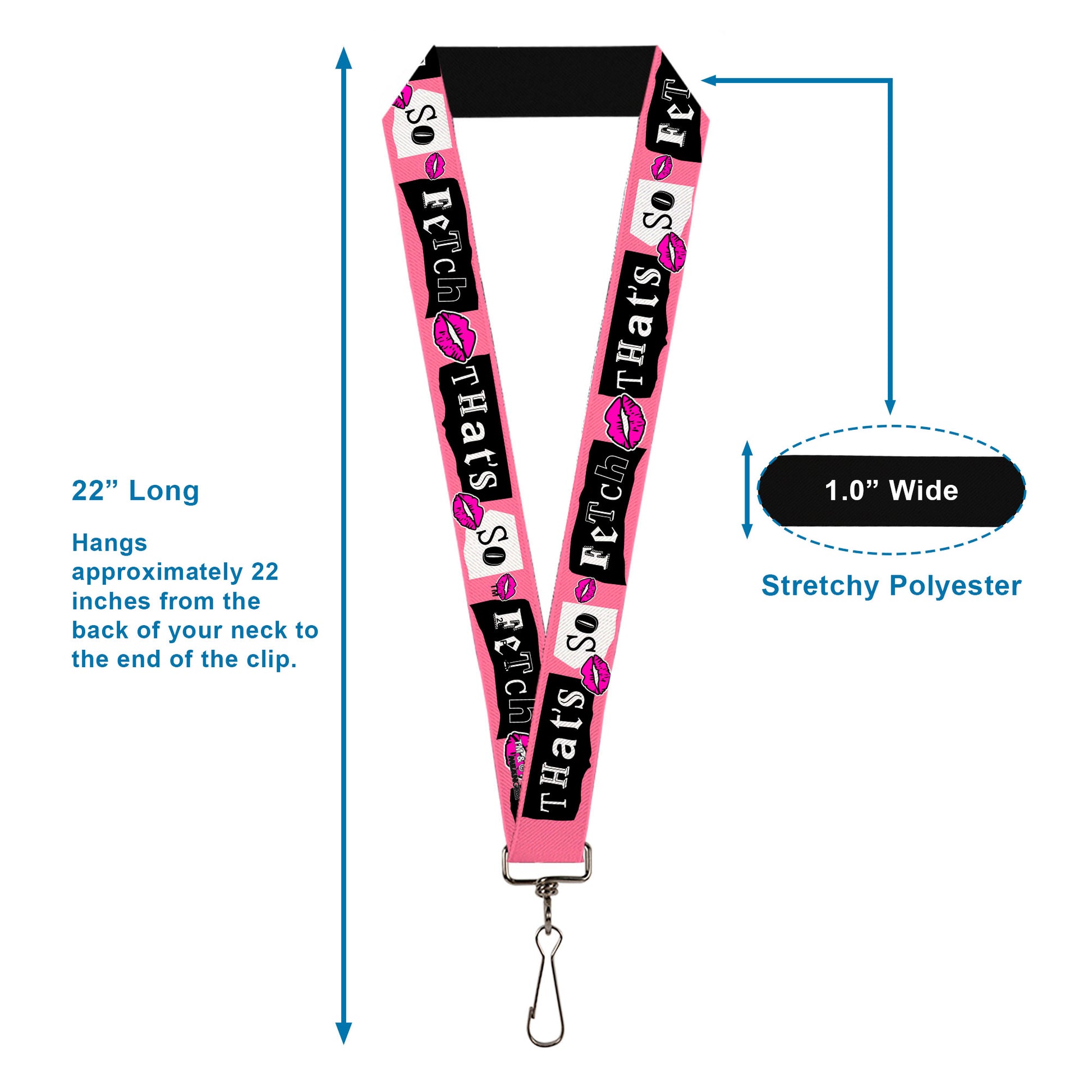 Lanyard - 1.0" - Mean Girls THAT'S SO FETCH Collage Pink/Black/White Lanyards Mean Girls