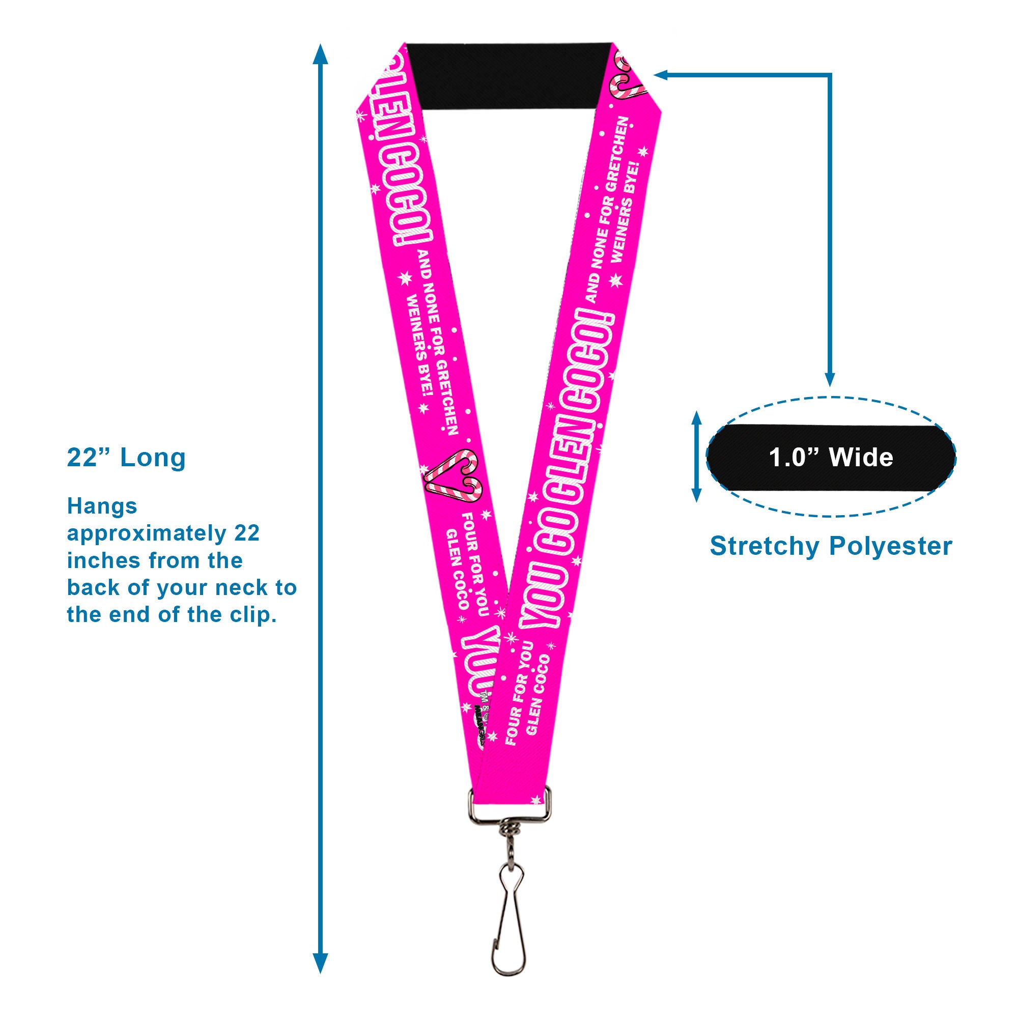 Lanyard - 1.0" - Mean Girls YOU GO GLEN COCO Pink/White Lanyards Mean Girls