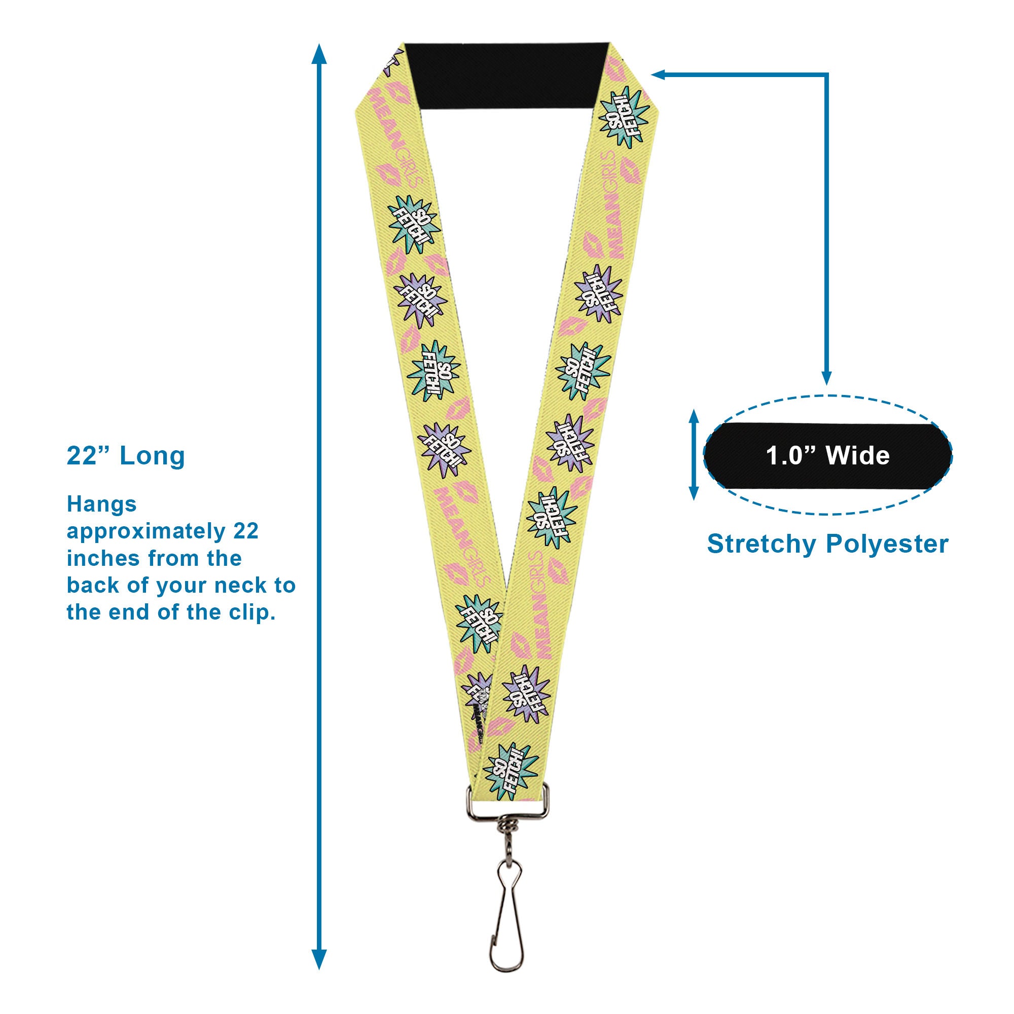 Lanyard - 1.0" - MEAN GIRLS Title Logo SO FETCH! Quote Collage Yellow/Pink/Blue Lanyards Mean Girls