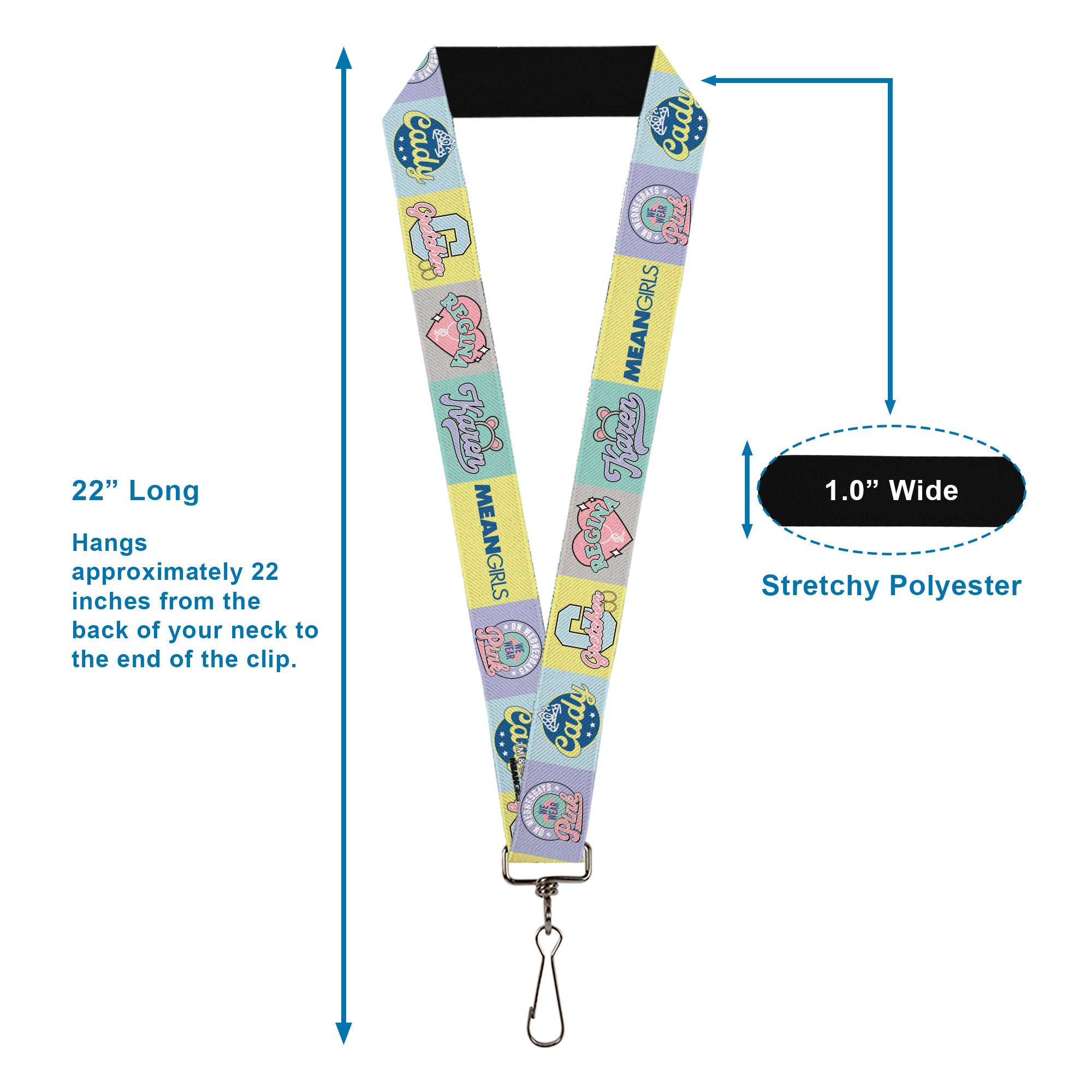 Lanyard - 1.0" - Mean Girls the Plastics Icon Blocks Multi Pastel Lanyards Mean Girls