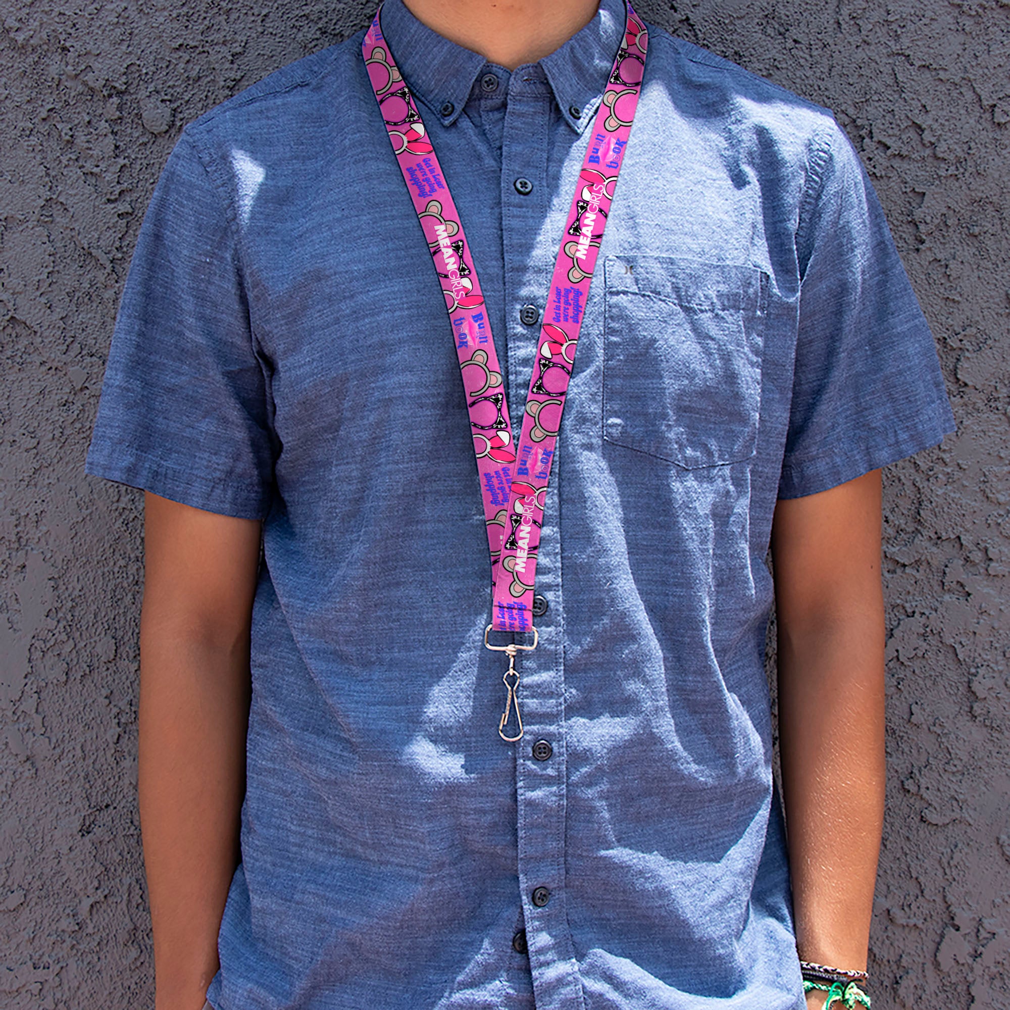 Lanyard - 1.0" - MEAN GIRLS Quotes and Plastics Animal Ears Collage Pink Lanyards Mean Girls