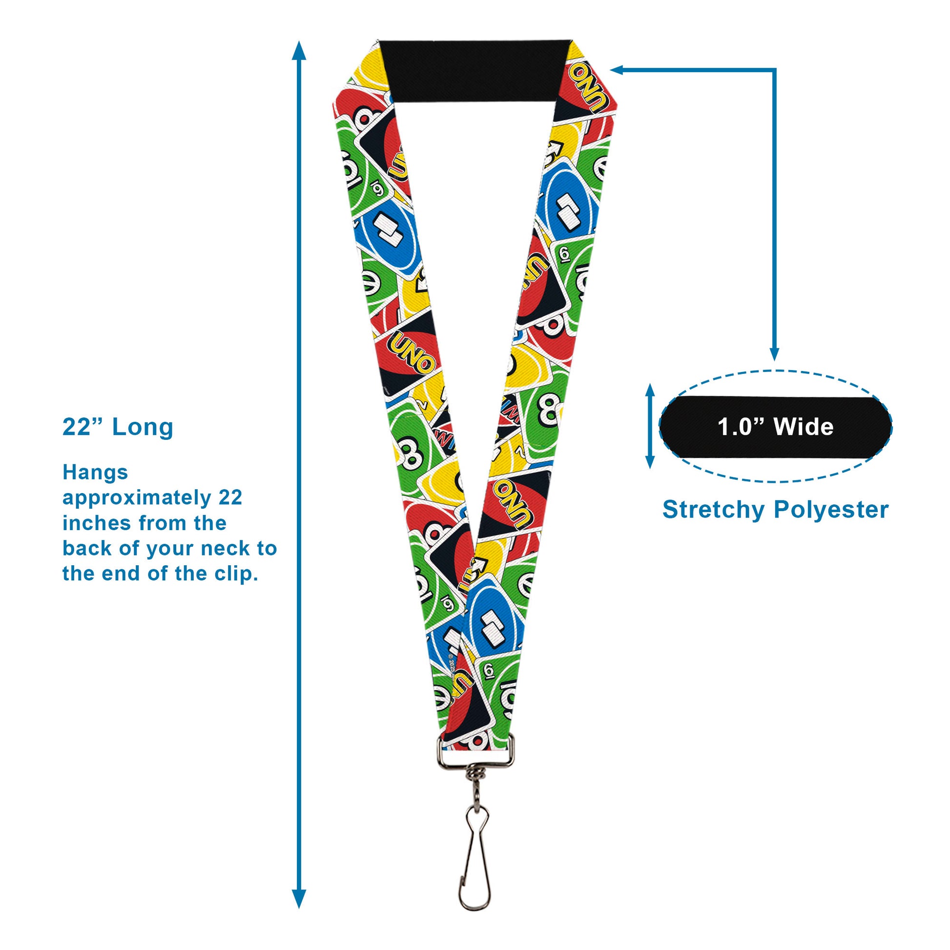 Lanyard - 1.0" - UNO Cards Stacked Collage Multi Color Lanyards UNO