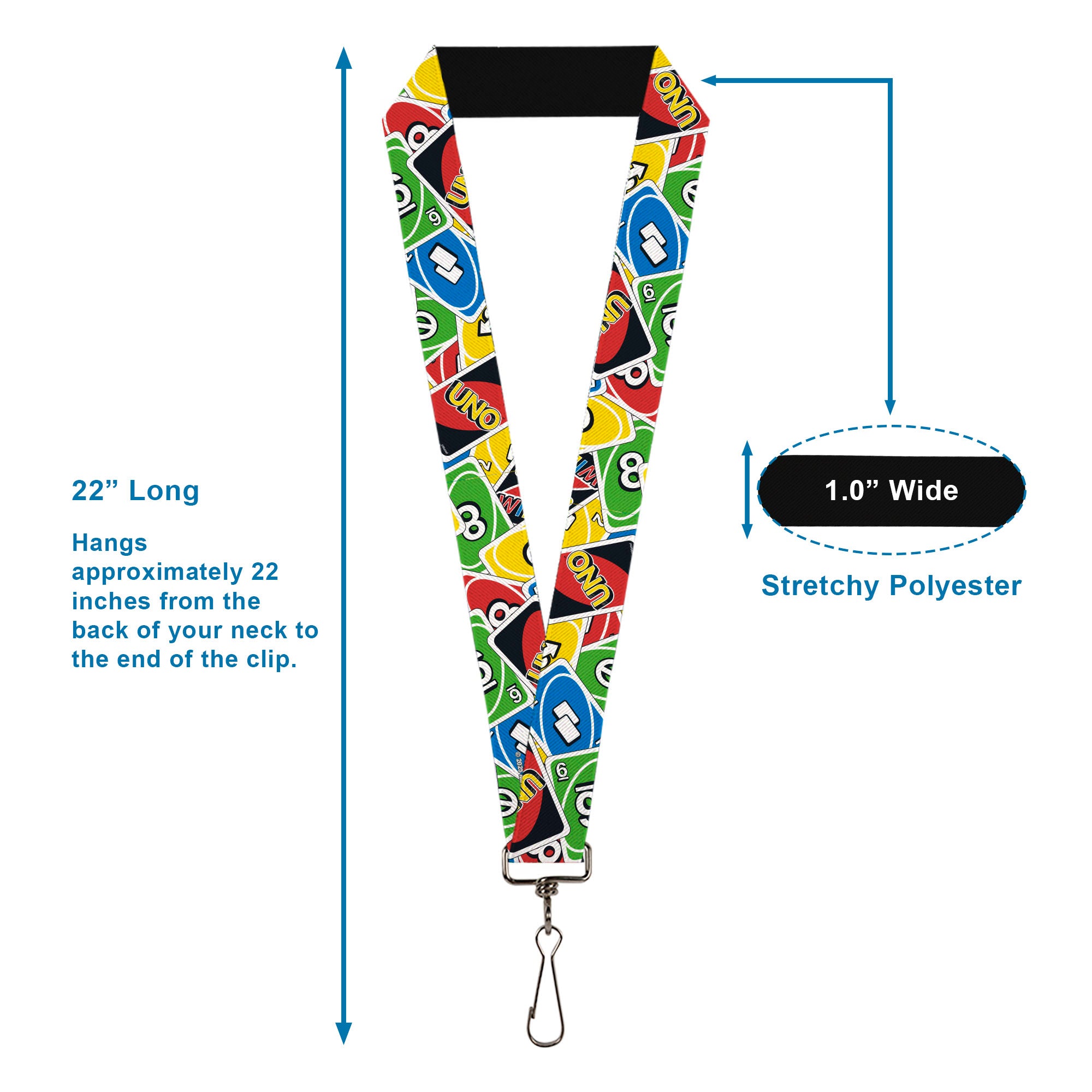 Lanyard - 1.0" - UNO Cards Stacked Collage Multi Color Lanyards UNO