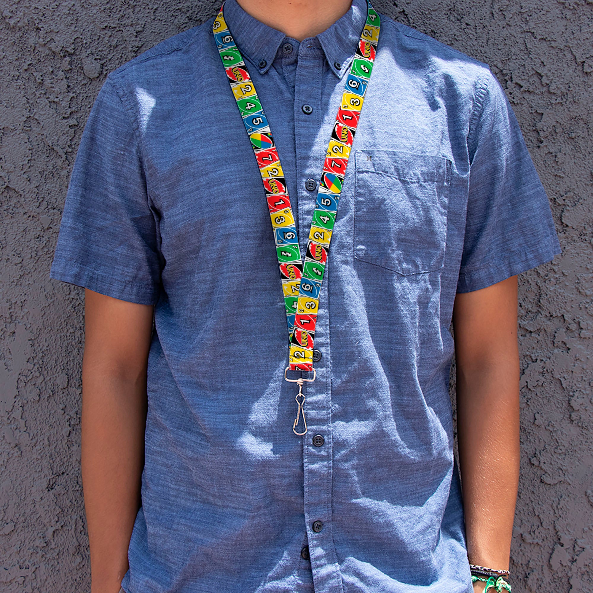 Lanyard - 1.0" - UNO Cards Lineup Stack Multi Color Lanyards UNO
