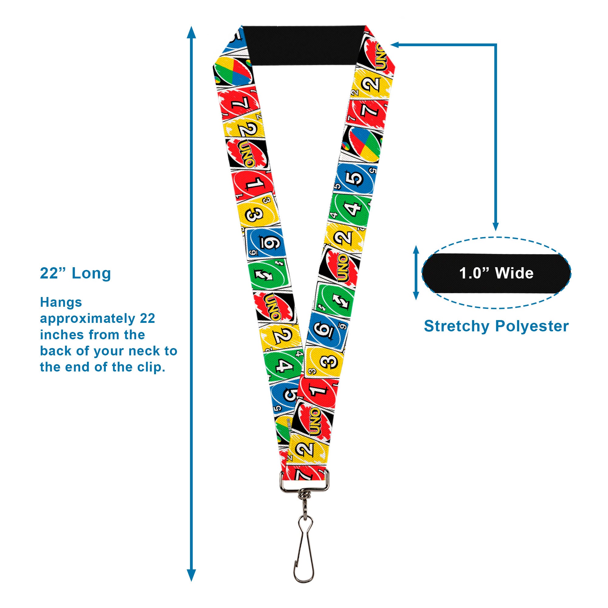 Lanyard - 1.0" - UNO Cards Lineup Stack Multi Color Lanyards UNO
