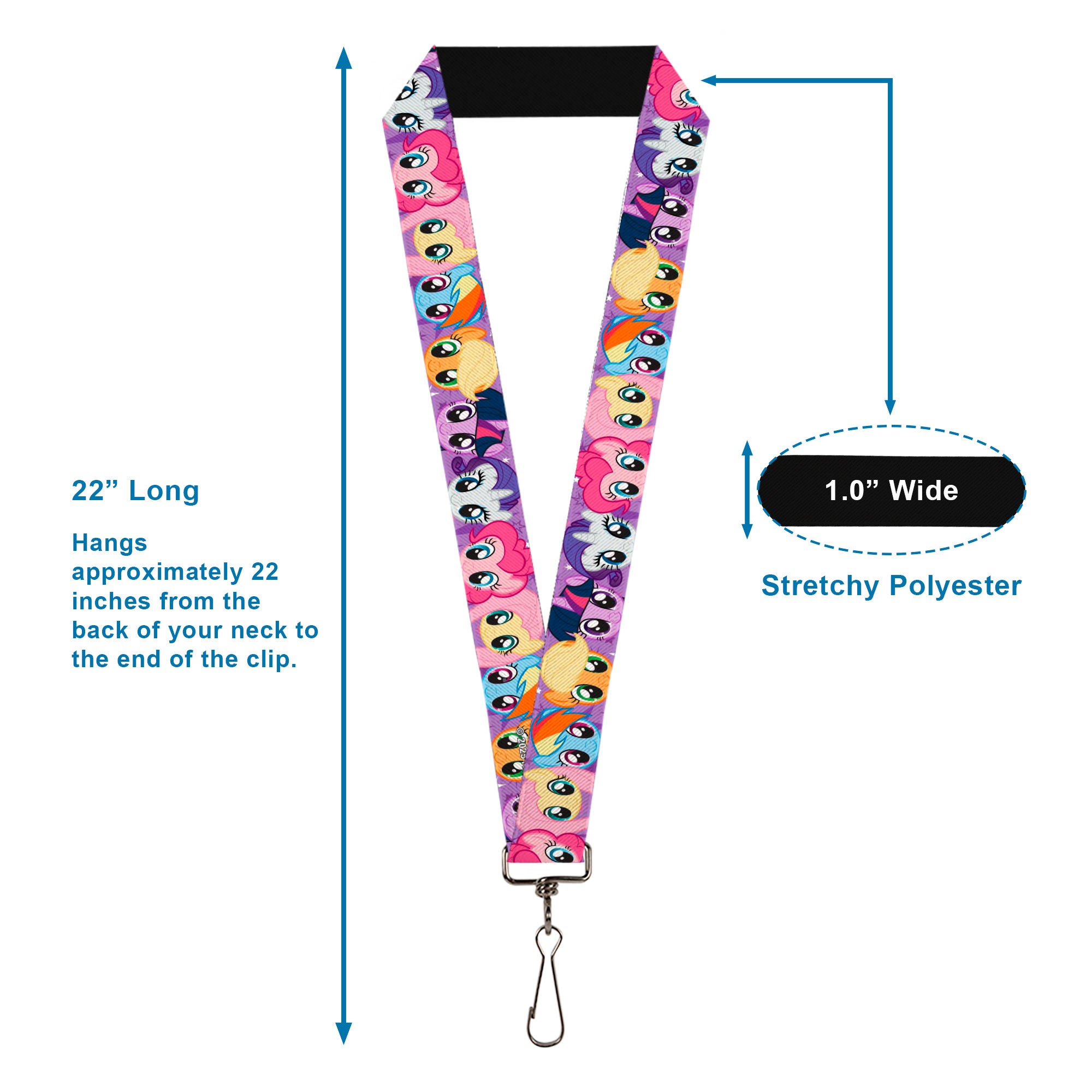 Lanyard - 1.0" - My Little Pony Friendship is Magic Original Mane Six Face Blocks Lanyards My Little Pony