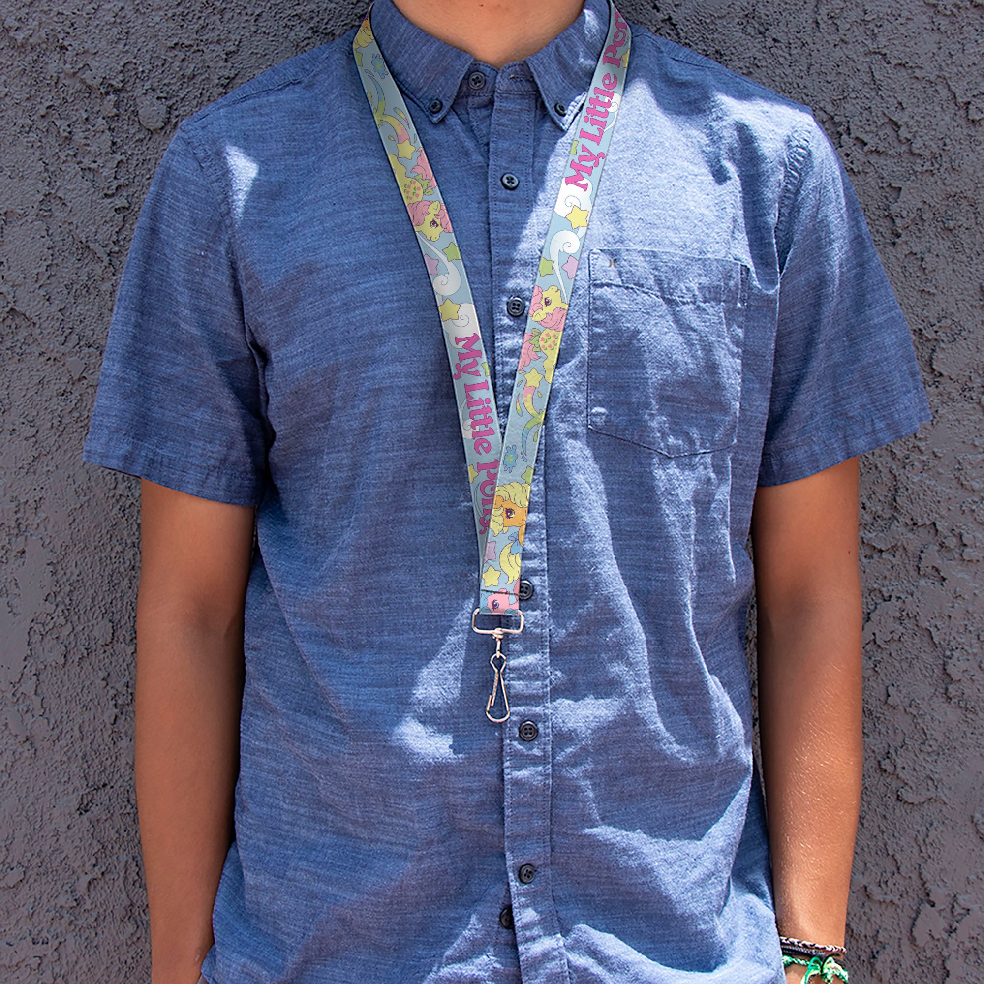 Lanyard - 1.0" - MY LITTLE PONY Firefly Applejack and Posey Group Pose with Title Logo Light Blue Lanyards My Little Pony