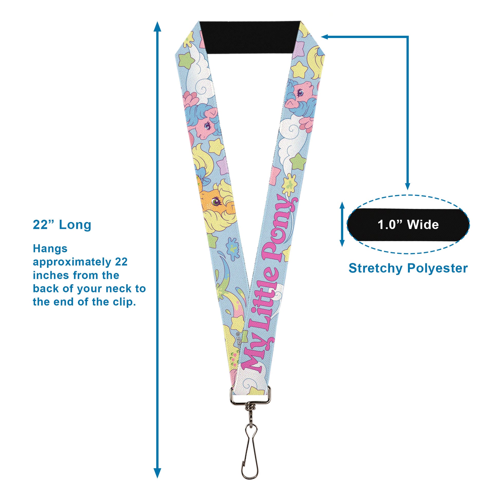 Lanyard - 1.0" - MY LITTLE PONY Firefly Applejack and Posey Group Pose with Title Logo Light Blue Lanyards My Little Pony