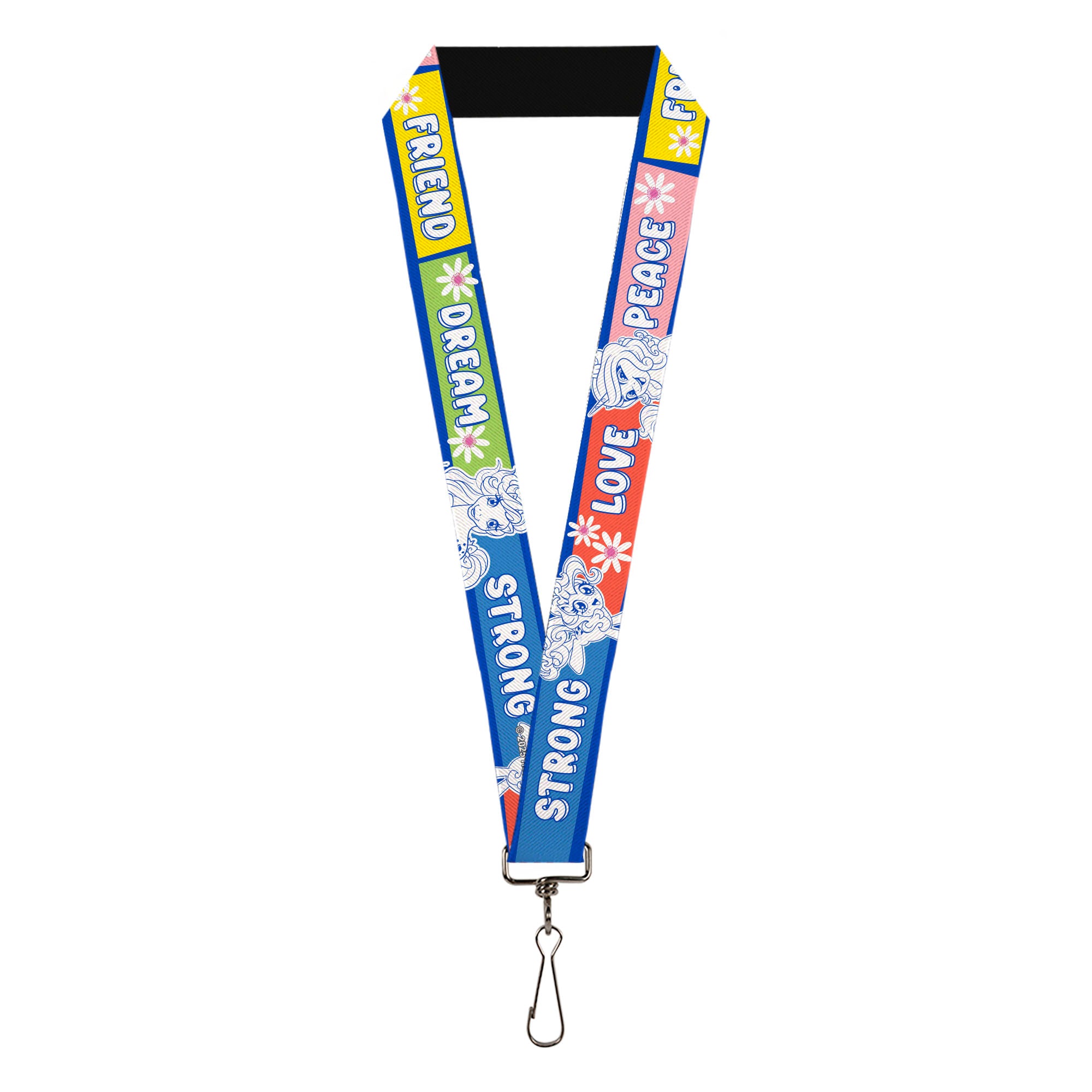 Lanyard - 1.0" - MY LITTLE PONY Three Ponies Trait Text Blocks Blue/Multi Color Lanyards My Little Pony