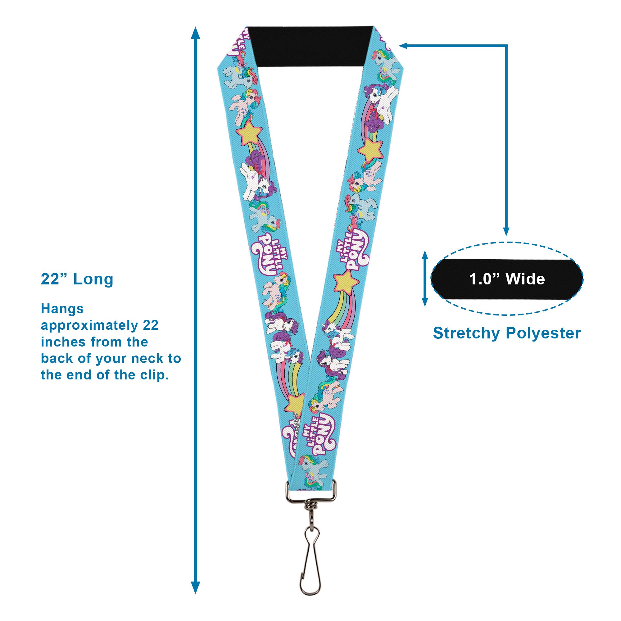 Lanyard - 1.0" - MY LITTLE PONY Three Pony Rainbow Poses and Title Logo Blue/Multi Color Lanyards My Little Pony