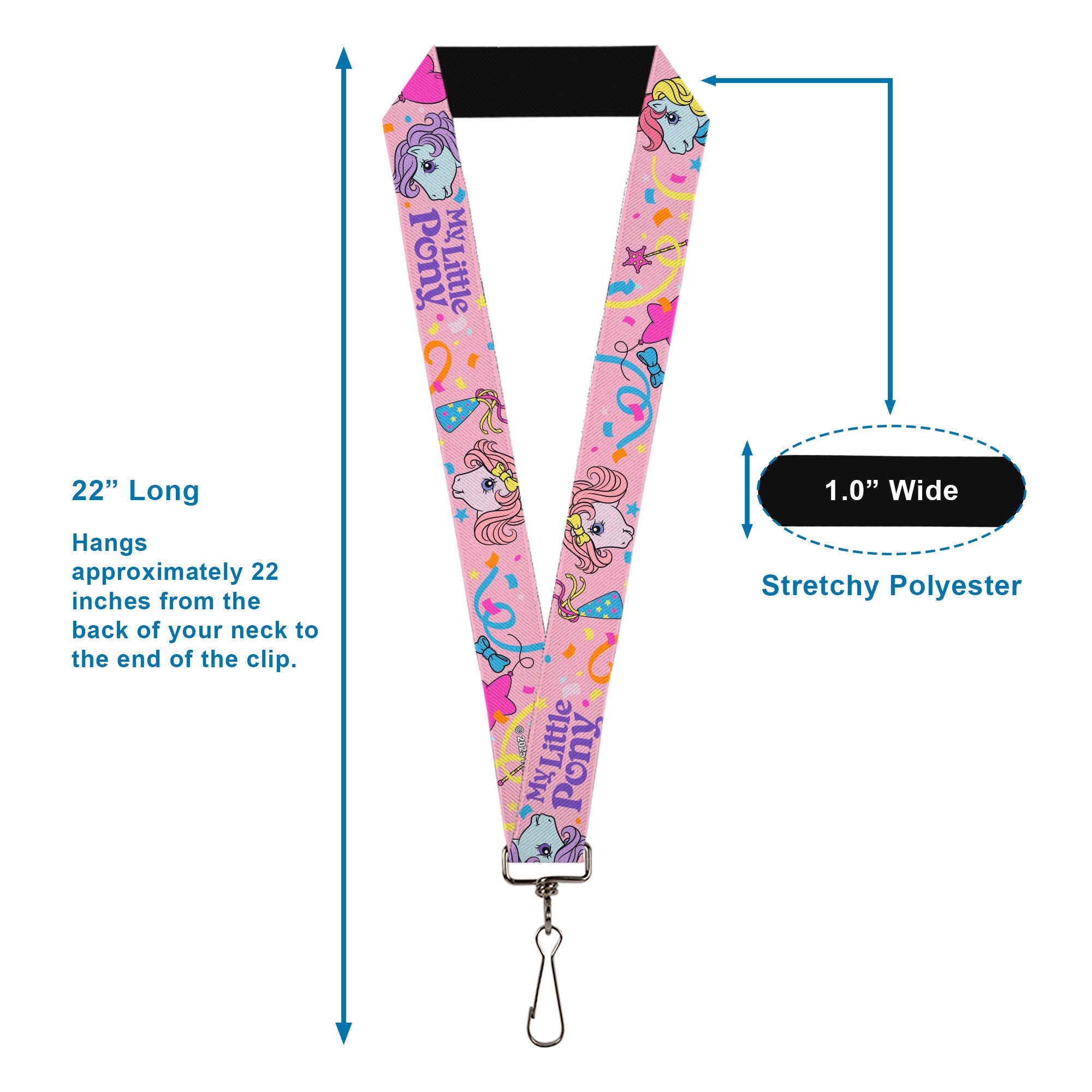 Lanyard - 1.0" - MY LITTLE PONY Three Pony Confetti Party and Title Logo Pink/Multi Color Lanyards My Little Pony