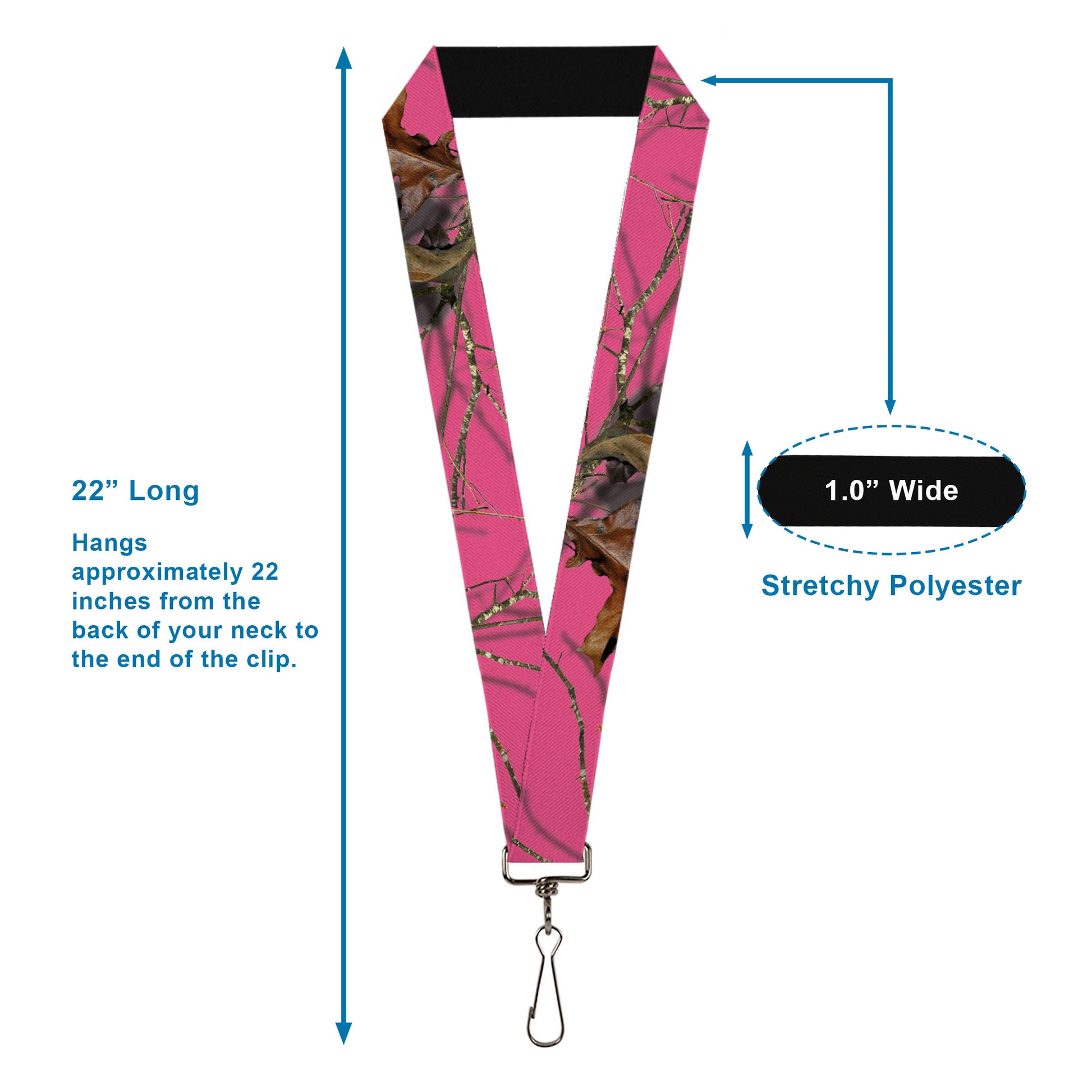 Lanyard - 1.0" - Mossy Oak Country Roots Camo Fuchsia Lanyards Mossy Oak