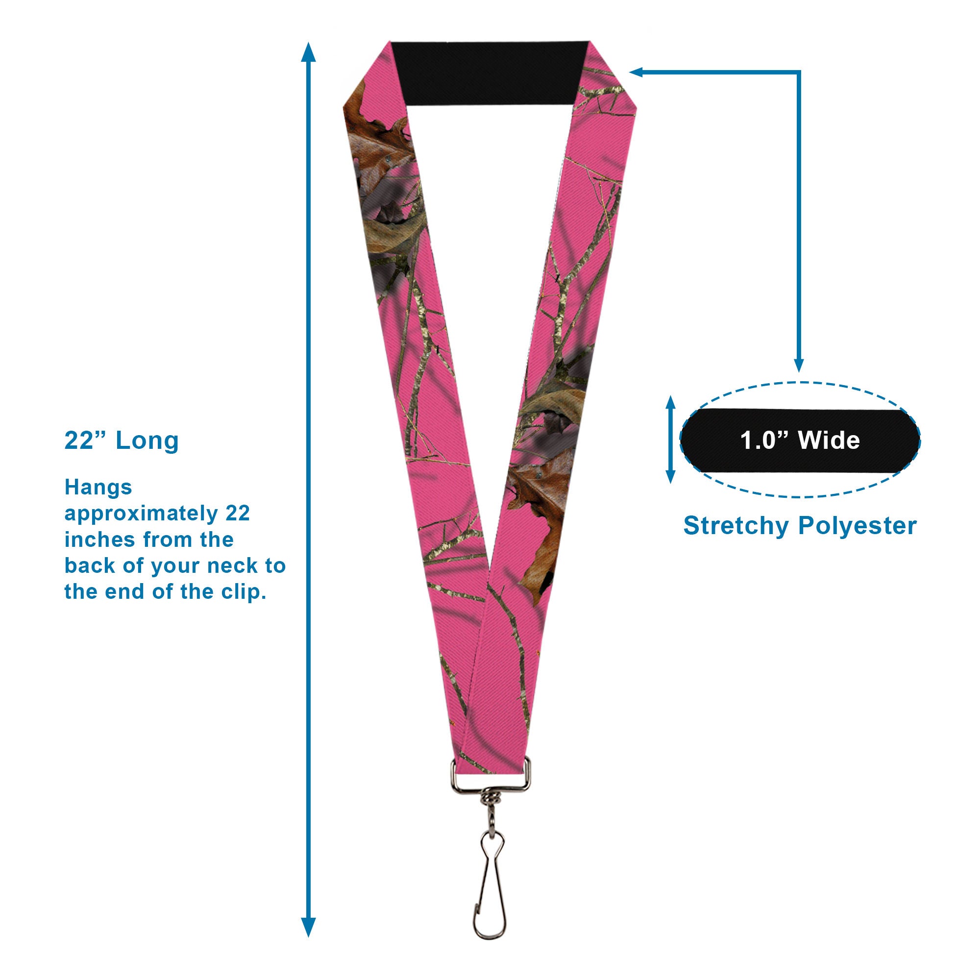 Lanyard - 1.0" - Mossy Oak Country Roots Camo Fuchsia Lanyards Mossy Oak