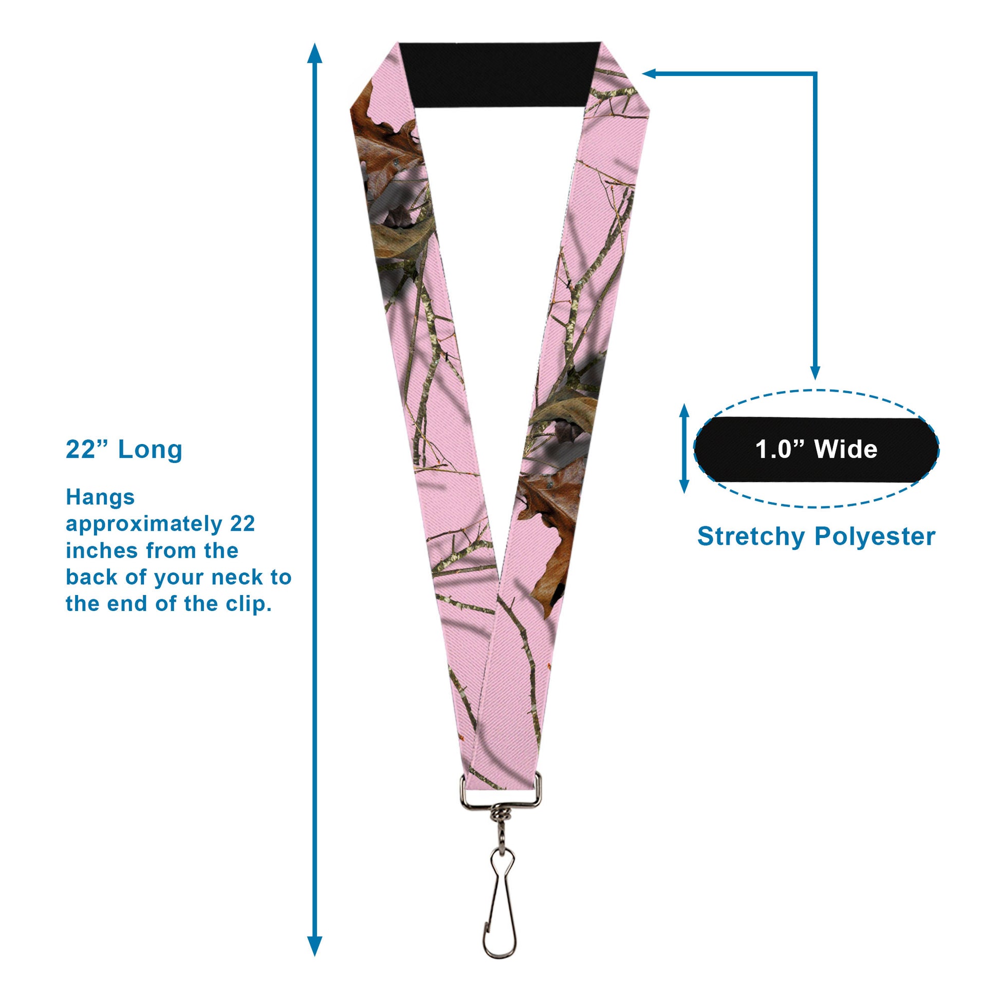 Lanyard - 1.0" - Mossy Oak Country Roots Camo Baby Pink Lanyards Mossy Oak