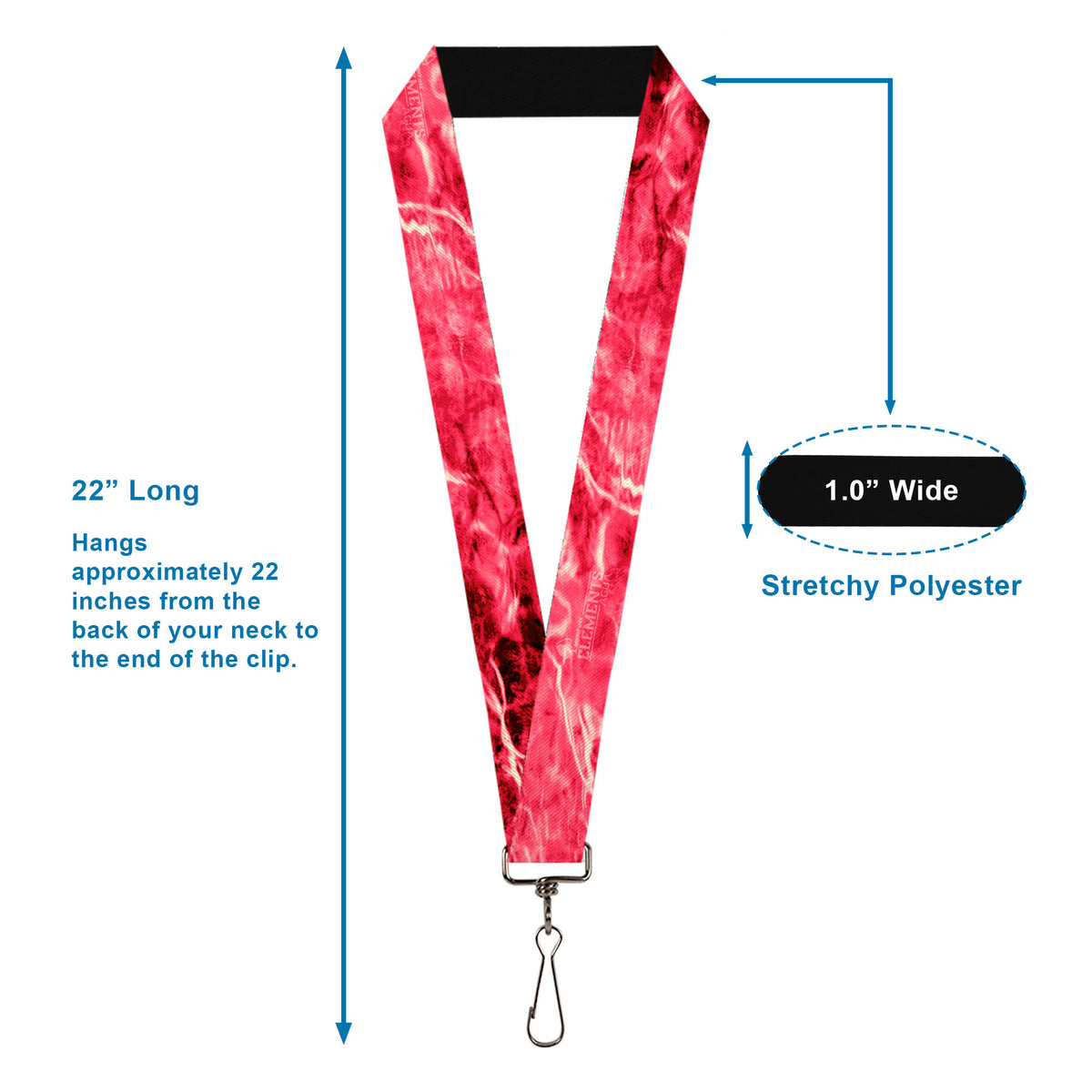 Lanyard - 1.0" - Mossy Oak Elements Anemone Agua Camo Pink Lanyards Mossy Oak