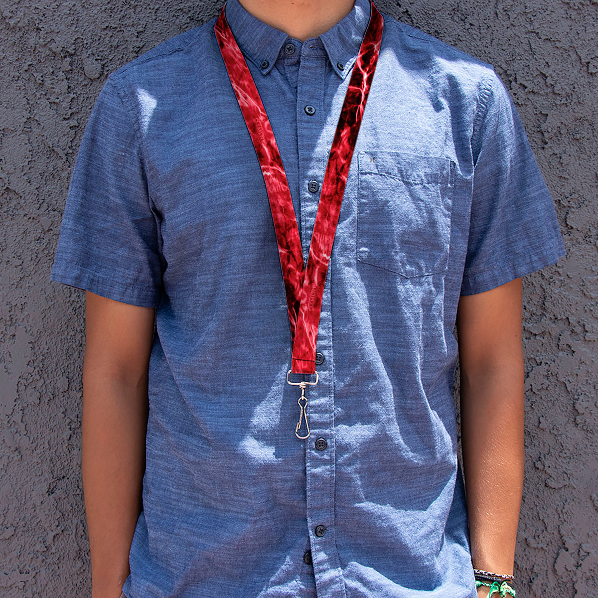 Lanyard - 1.0" - Mossy Oak Elements Crimson Agua Camo Red Lanyards Mossy Oak
