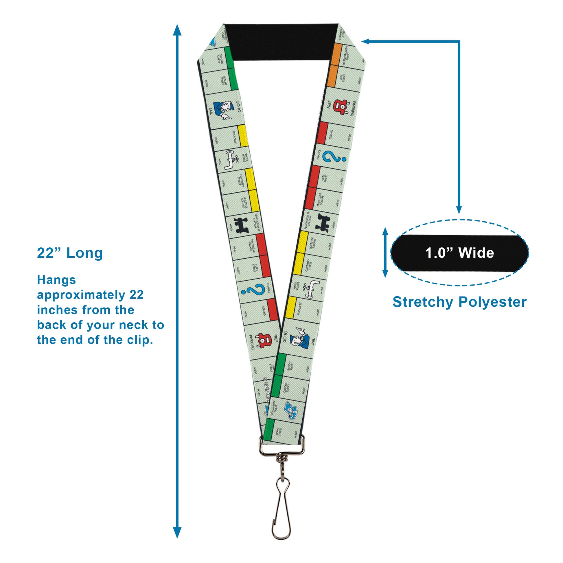 Lanyard - 1.0" - Monopoly British UK Game Board Space Blocks Lanyards Monopoly