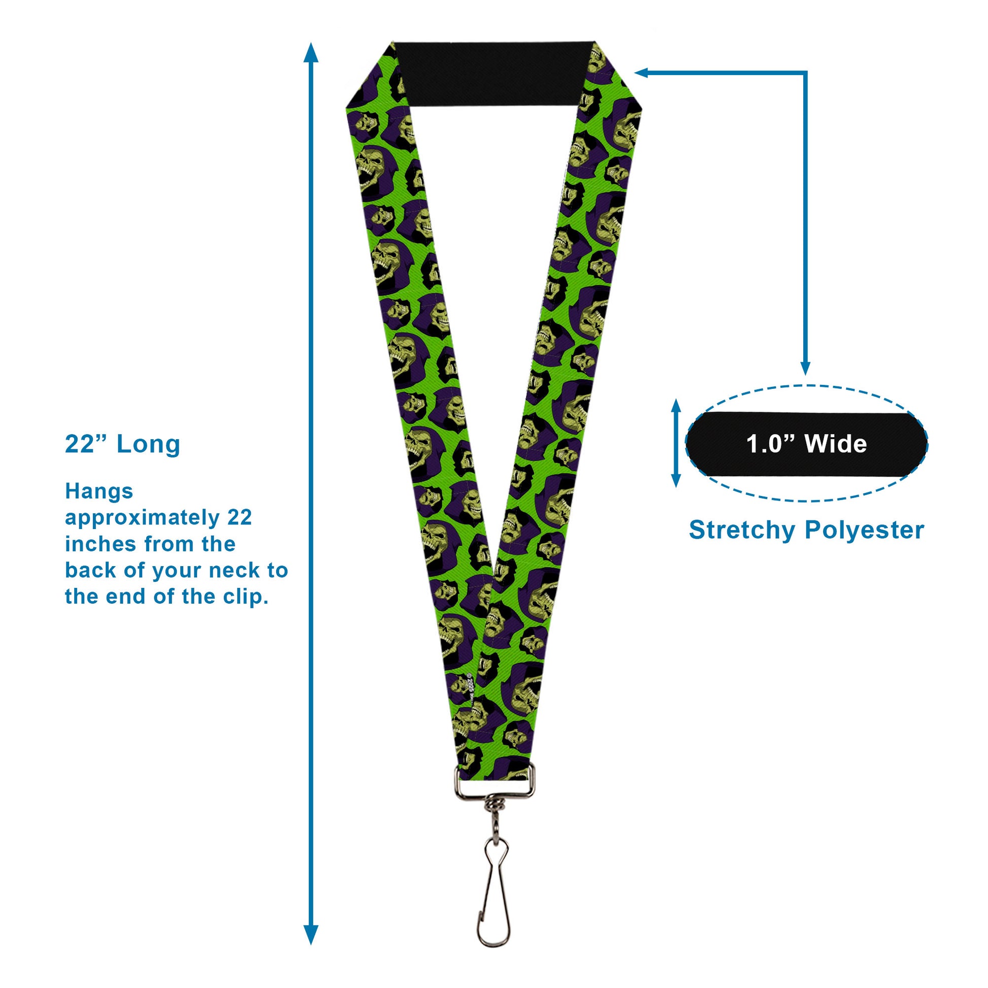 Lanyard - 1.0" - Masters of the Universe Skeletor Face Scattered Green Lanyards Masters of the Universe
