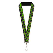 Lanyard - 1.0" - Masters of the Universe Skeletor Face Scattered Green Lanyards Masters of the Universe