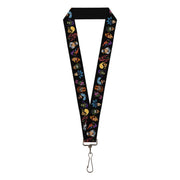 Lanyard - 1.0" - Masters of the Universe Heroes and Villains Faces Black Lanyards Masters of the Universe