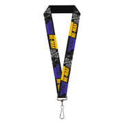 Lanyard - 1.0" - HE-MAN and SKELETOR Face Off Pose and Text Black/Grays/Blue/Yellow Lanyards Masters of the Universe