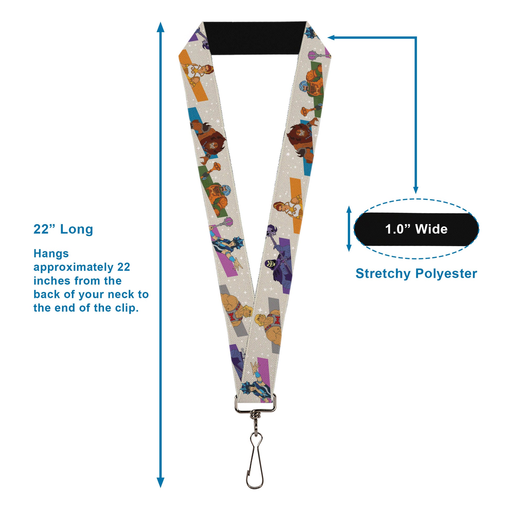 Lanyard - 1.0" - Masters of the Universe Heroes and Villains Poses White/Multi Color Lanyards Masters of the Universe
