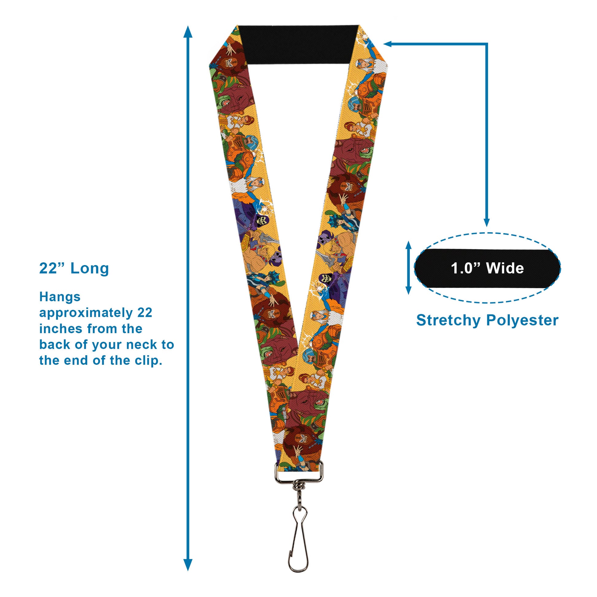 Lanyard - 1.0" - MOTU Revelation Eight Character Group Pose Yellow Lanyards Masters of the Universe