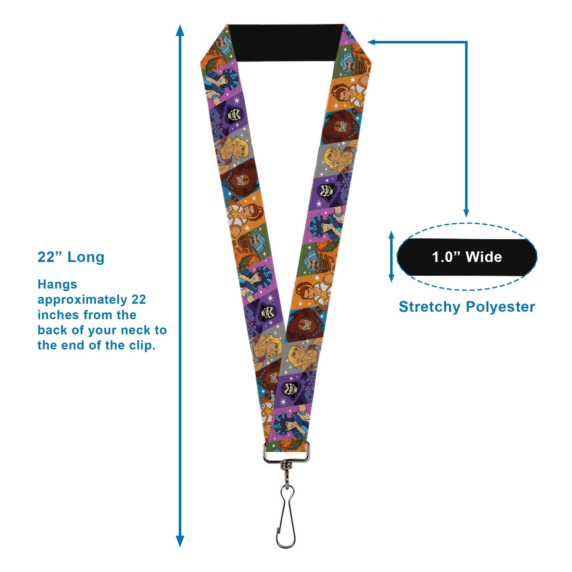 Lanyard - 1.0" - Masters of the Universe Character Block Stripe Poses Multi Color Lanyards Masters of the Universe