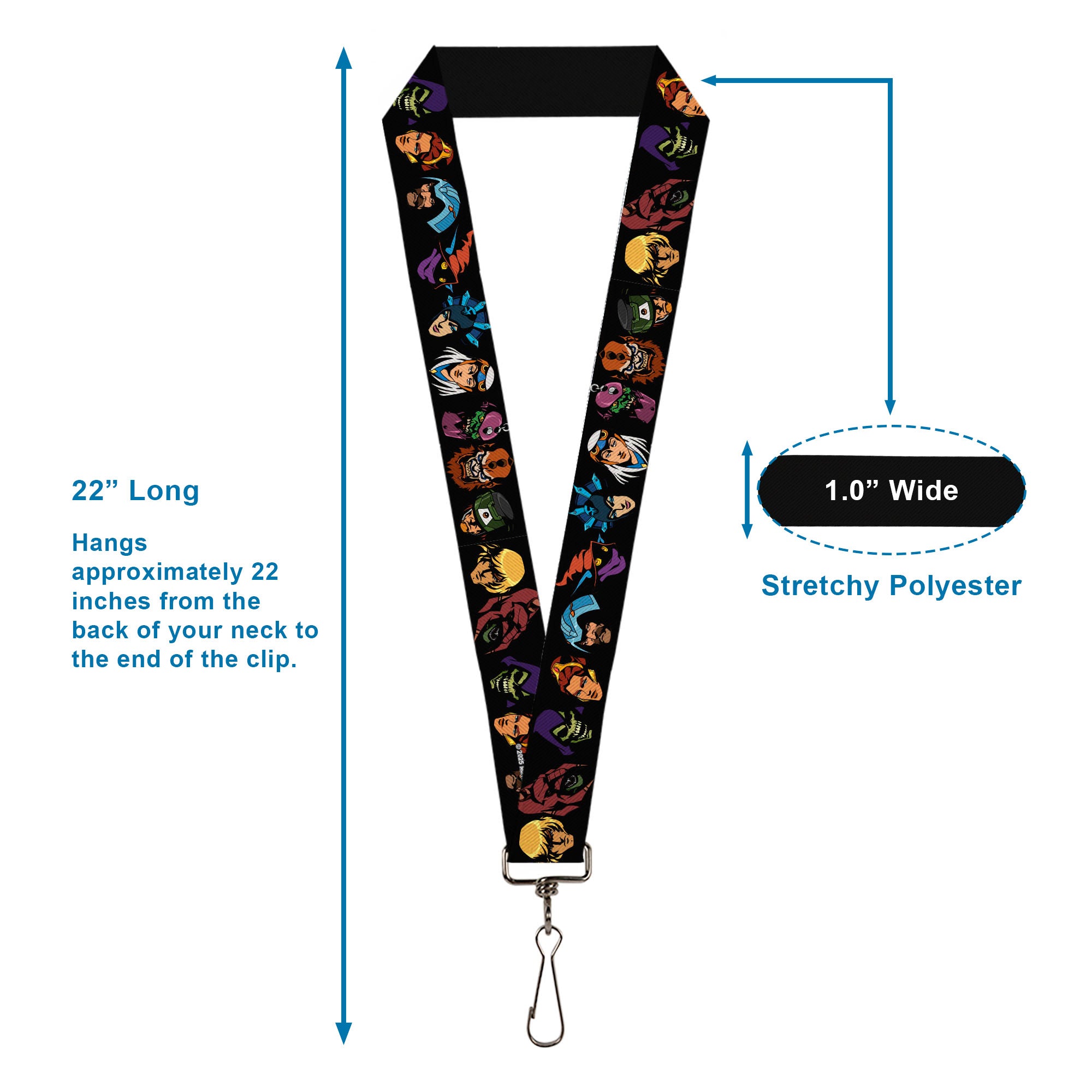 Lanyard - 1.0" - Masters of the Universe Eleven Character Faces Black Lanyards Masters of the Universe
