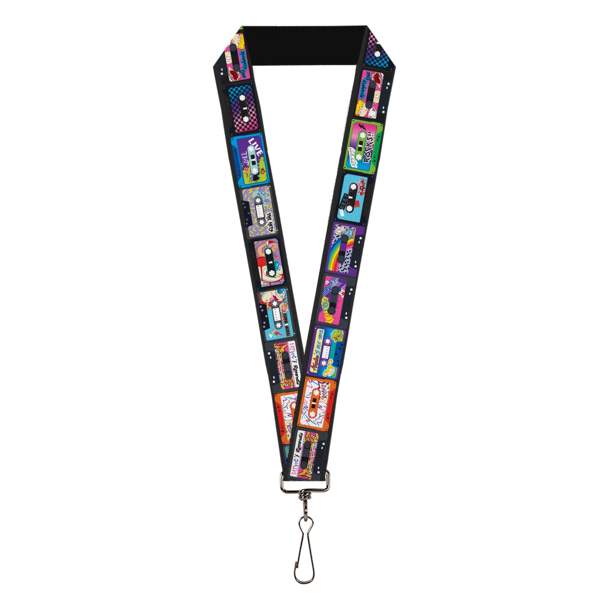 Lanyard - 1.0" - Nick 90's Rewind 13-Mash Up Cassette Tapes Black Lanyards Nick 90s