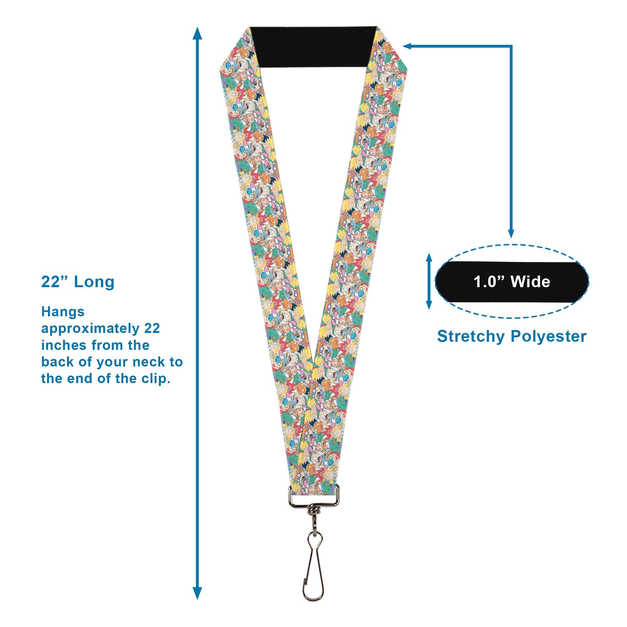 Lanyard - 1.0" - Nick 90's Rewind 8-Character Mash Up Collage White Lanyards Nick 90s