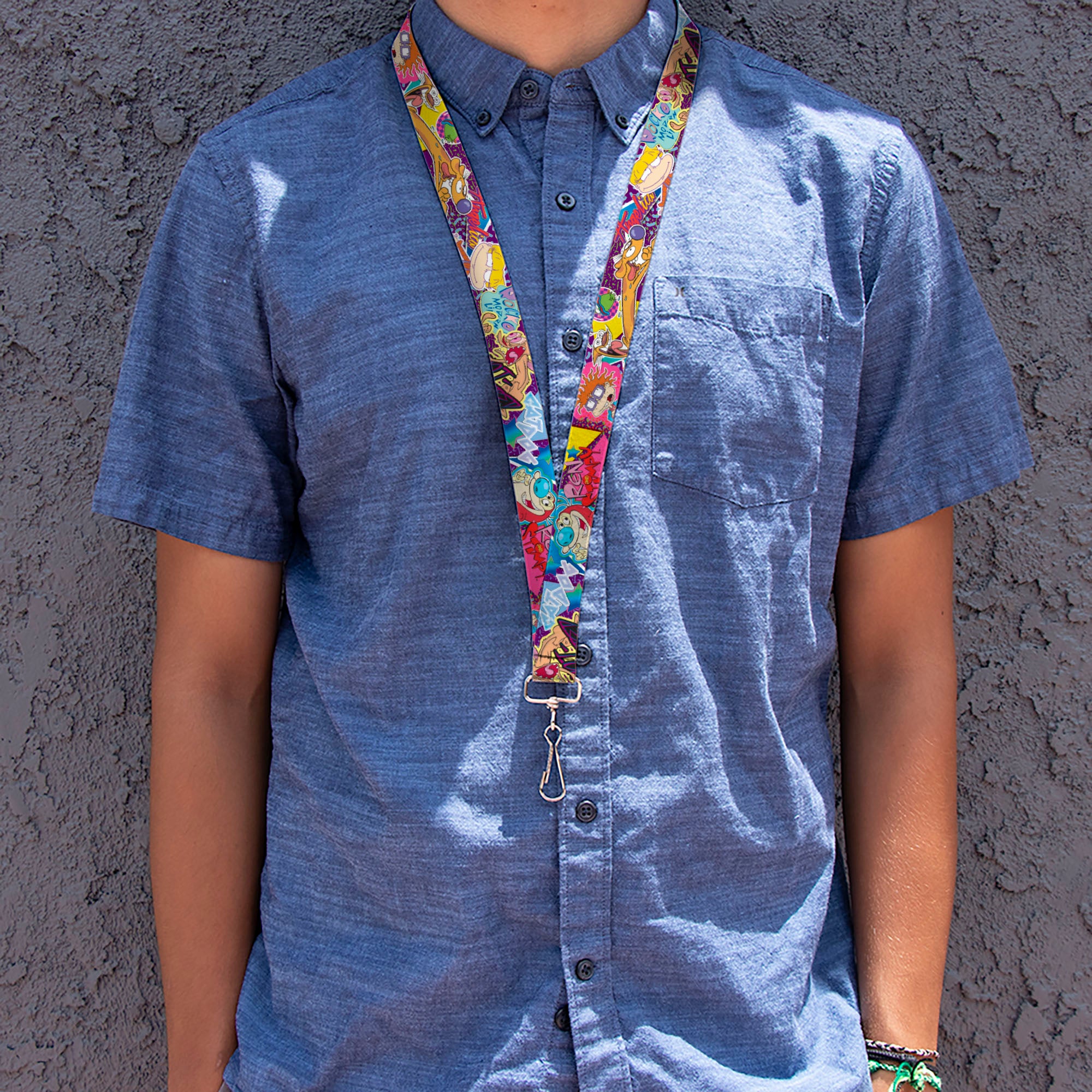 Lanyard - 1.0" - Nick 90's Rewind 7-Character 4-Logo Collage Lanyards Nick 90s