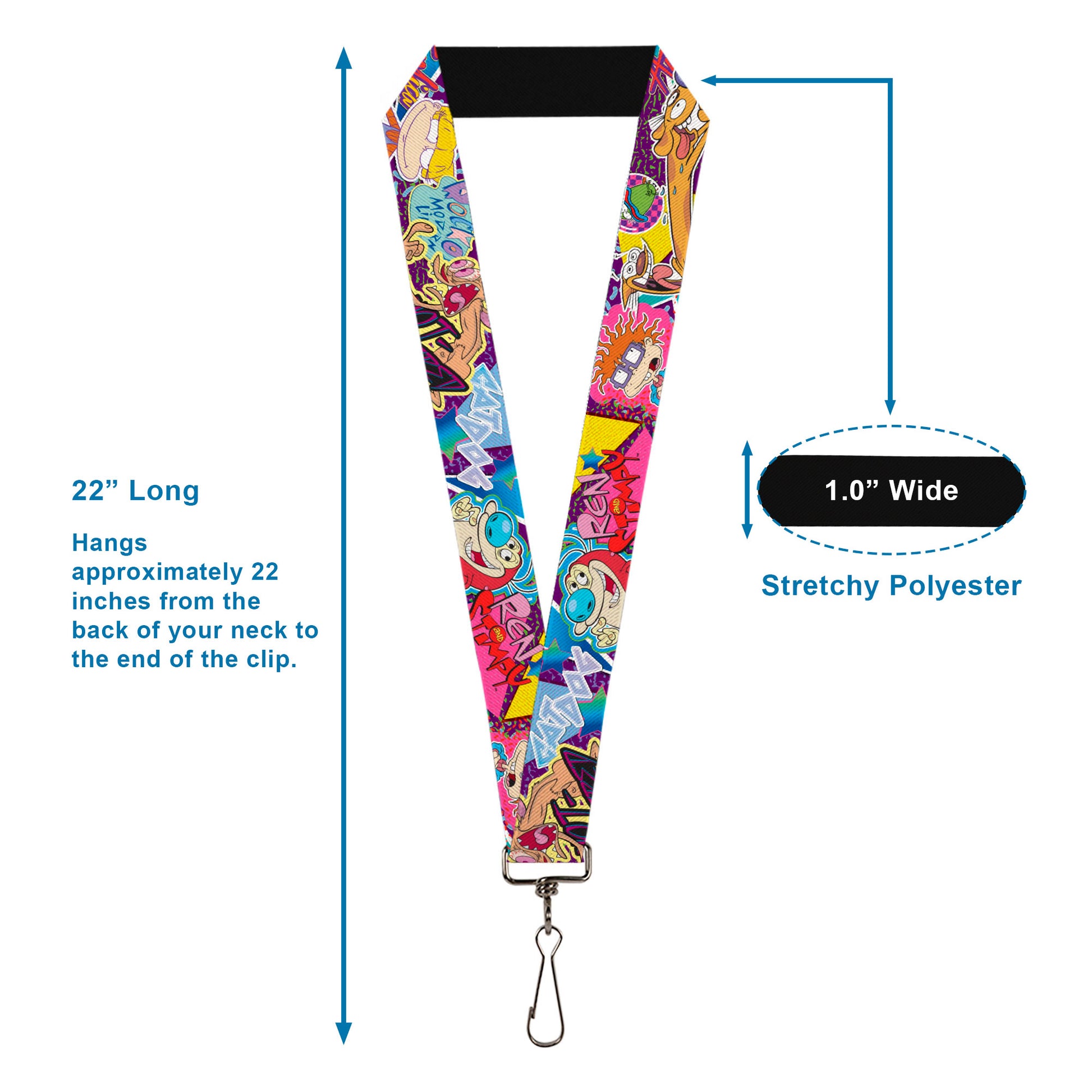 Lanyard - 1.0" - Nick 90's Rewind 7-Character 4-Logo Collage Lanyards Nick 90s