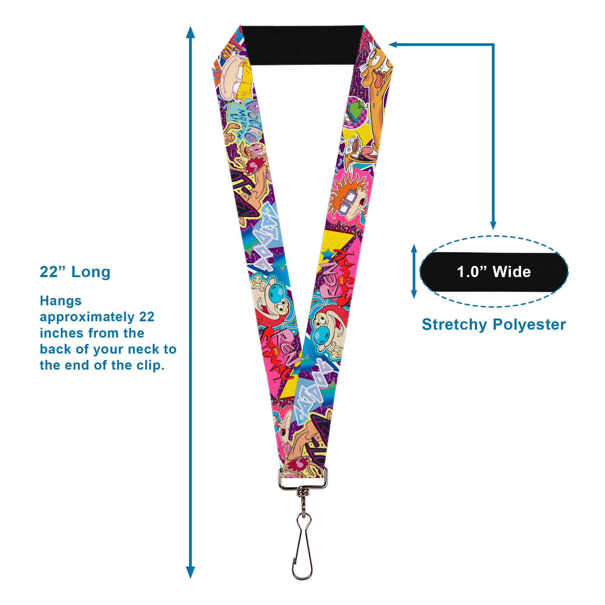 Lanyard - 1.0" - Nick 90's Rewind 7-Character 4-Logo Collage Lanyards Nick 90s