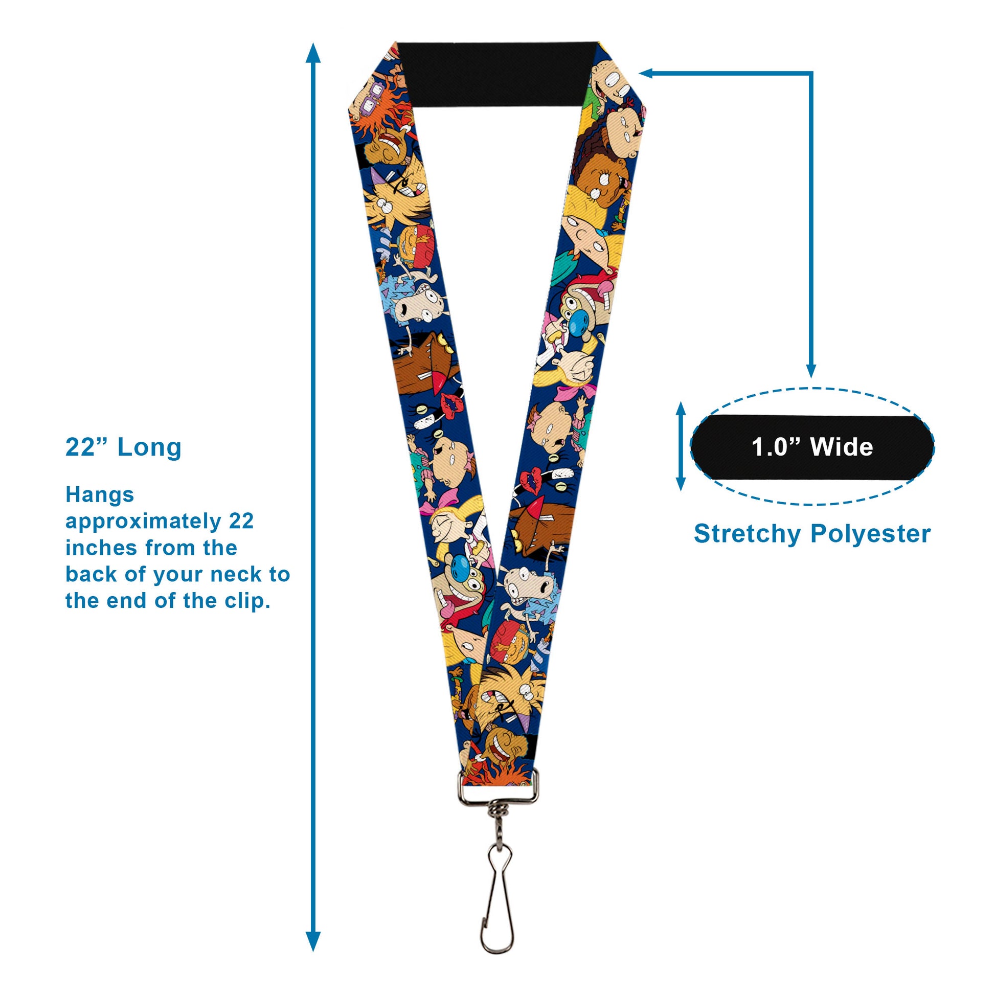 Lanyard - 1.0" - Nick 90's Rewind 16-Character Poses Navy Blue Lanyards Nick 90s