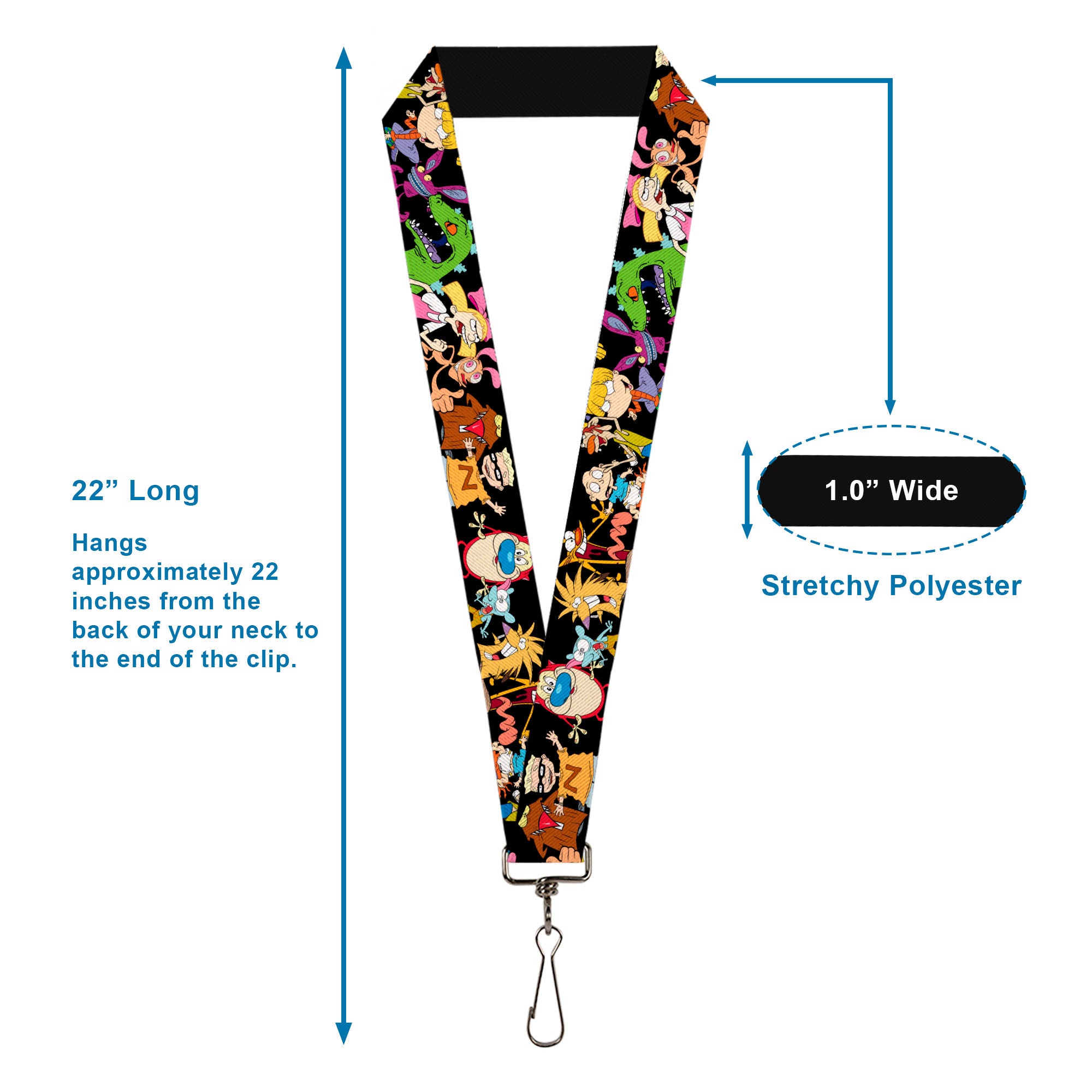 Lanyard - 1.0" - Nick 90's 13-Character Poses Black Lanyards Nick 90s