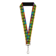Lanyard - 1.0" - Classic TMNT Face Blocks Black Multi Color Lanyards Teenage Mutant Ninja Turtles