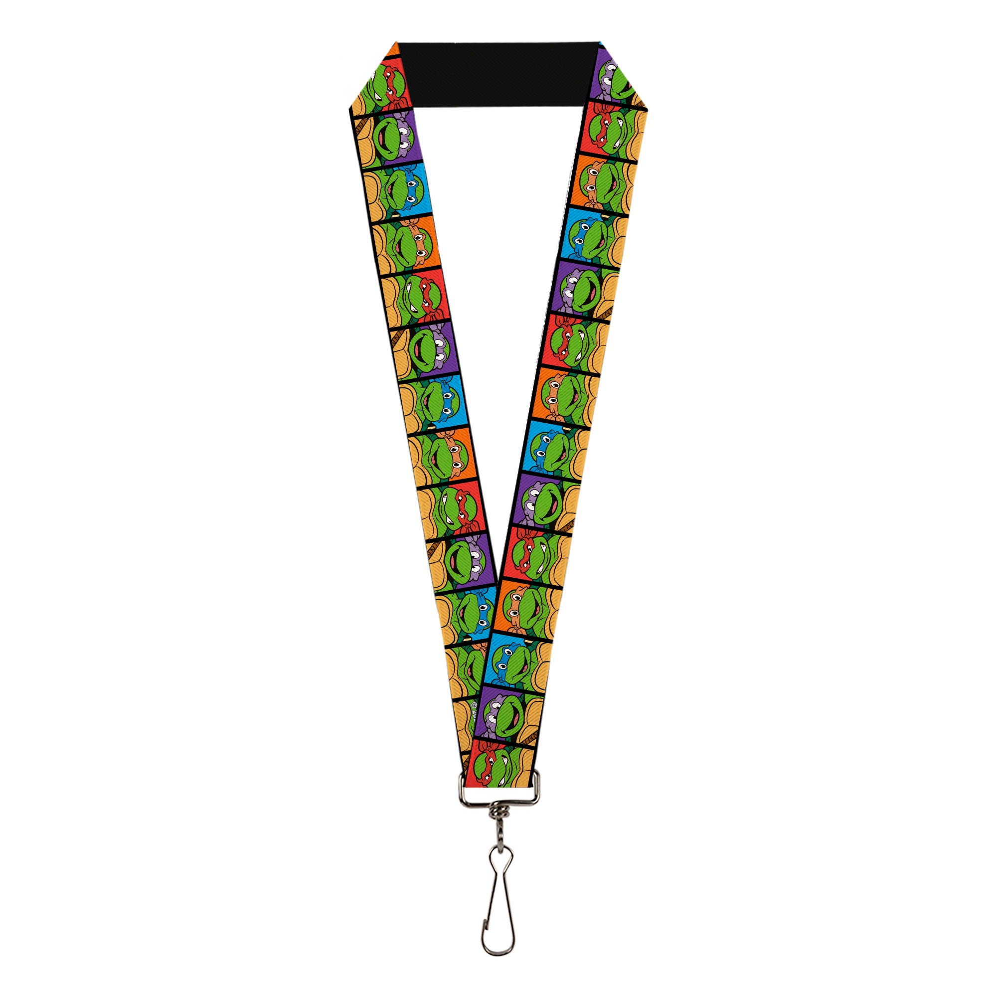 Lanyard - 1.0" - Classic TMNT Face Blocks Black Multi Color Lanyards Teenage Mutant Ninja Turtles