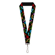 Lanyard - 1.0" - Classic TMNT Electric Expressions Turtle Shells Black Multi Neon Lanyards Teenage Mutant Ninja Turtles