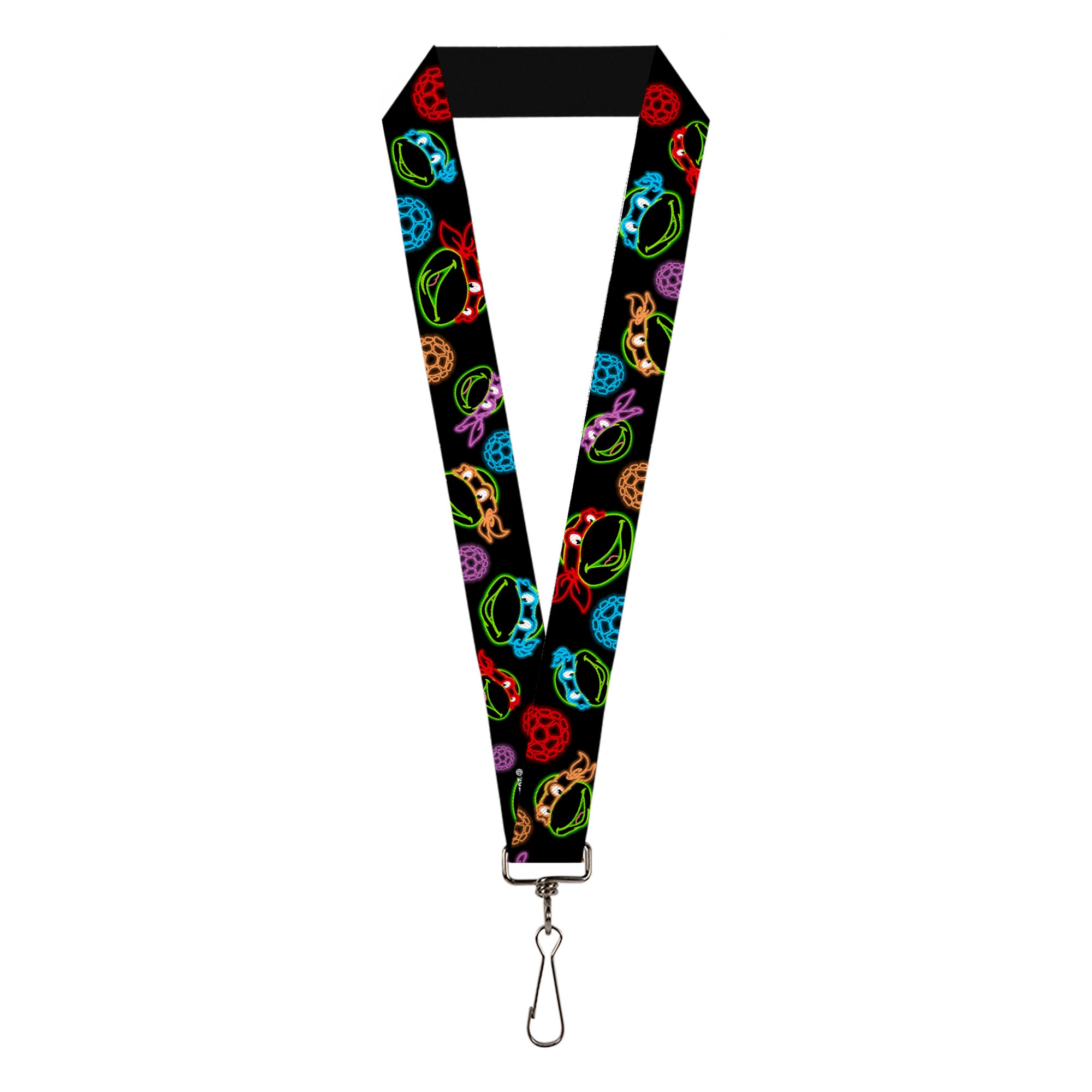 Lanyard - 1.0" - Classic TMNT Electric Expressions Turtle Shells Black Multi Neon Lanyards Teenage Mutant Ninja Turtles